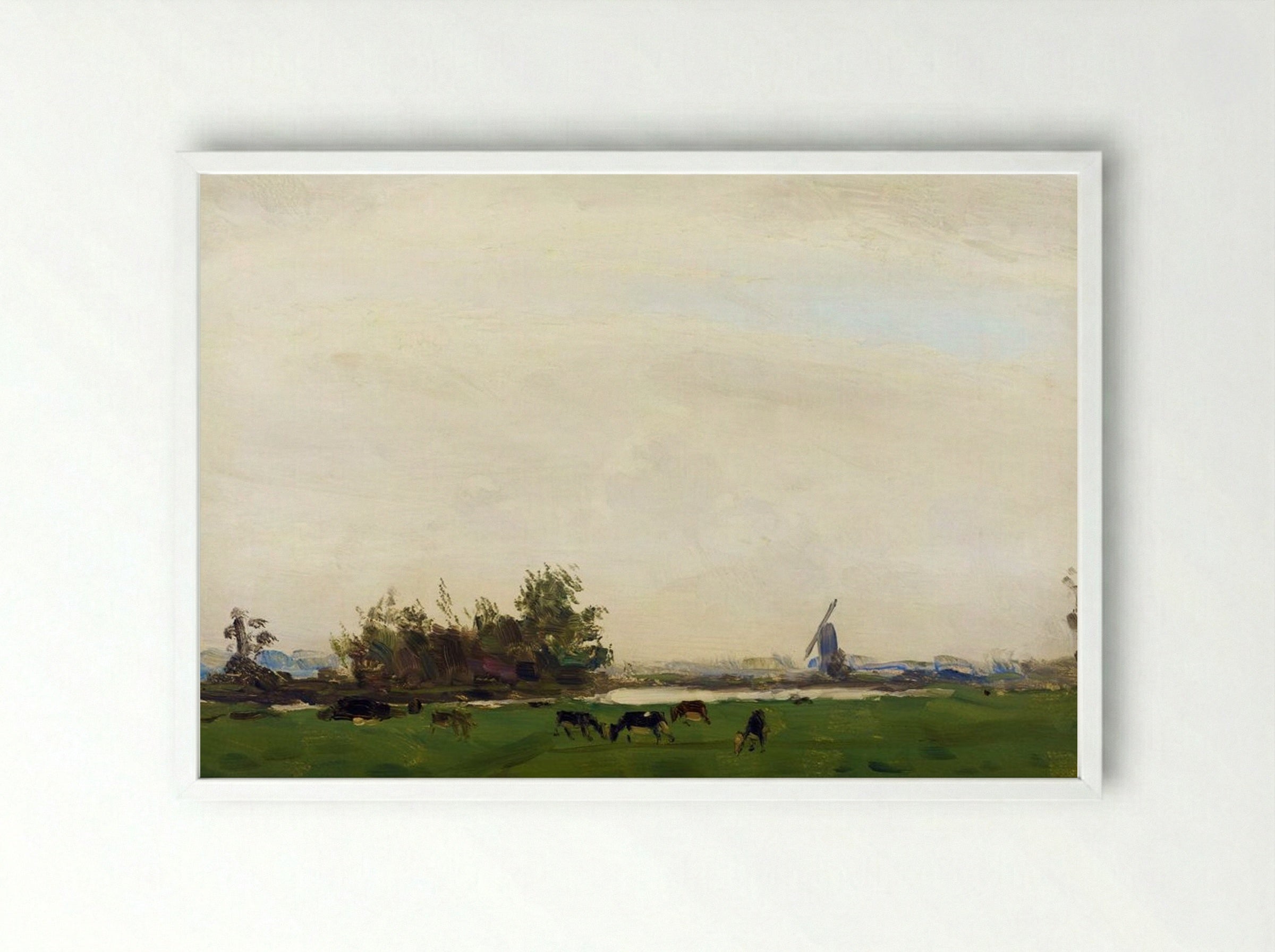 Meadow Landscape on the Spaarne - Gerrit Willem Dijsselhof - Framed Print White