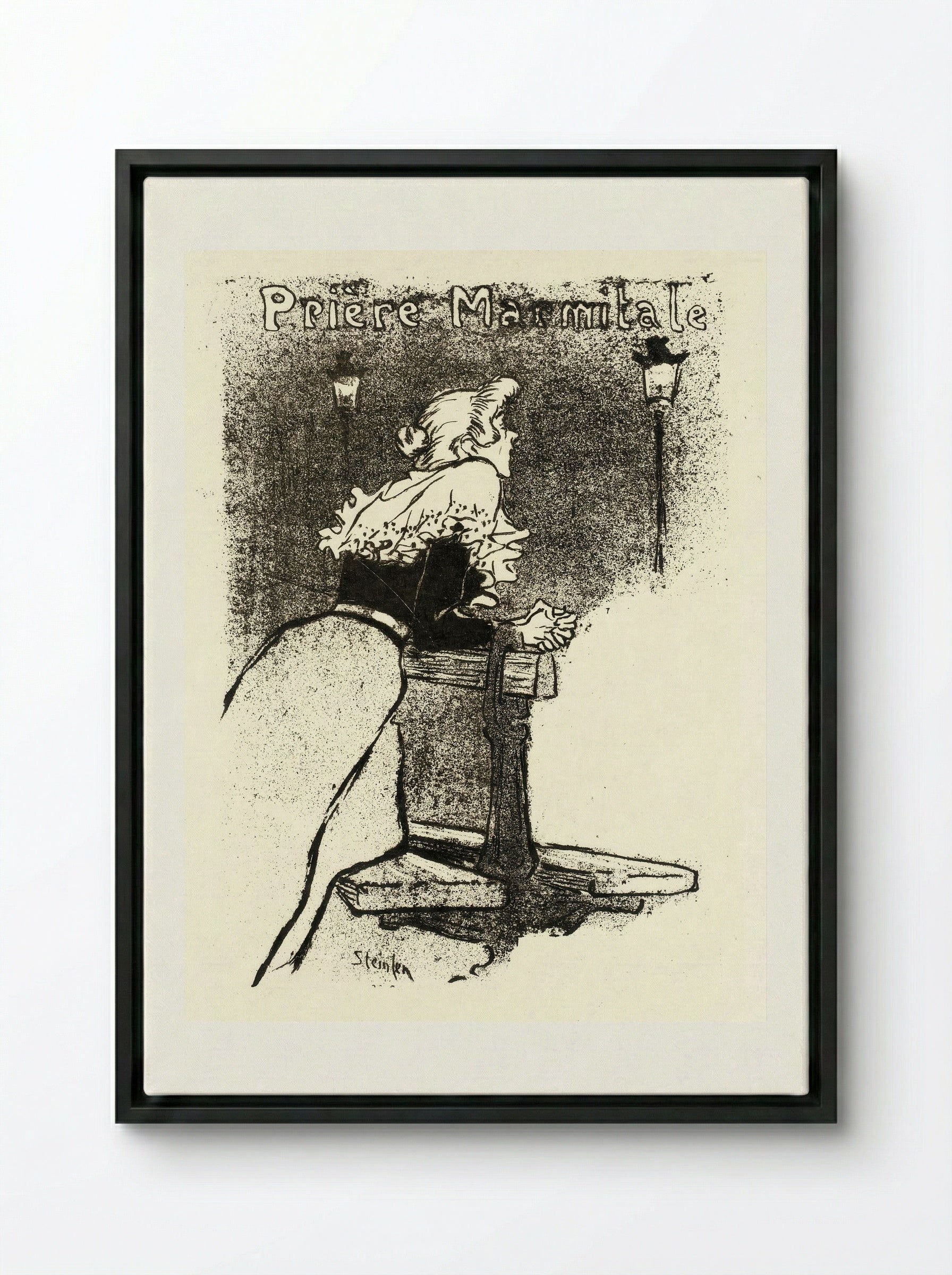 Prière Marmitale - Théophile Alexandre Steinlen - Framed Canvas Black
