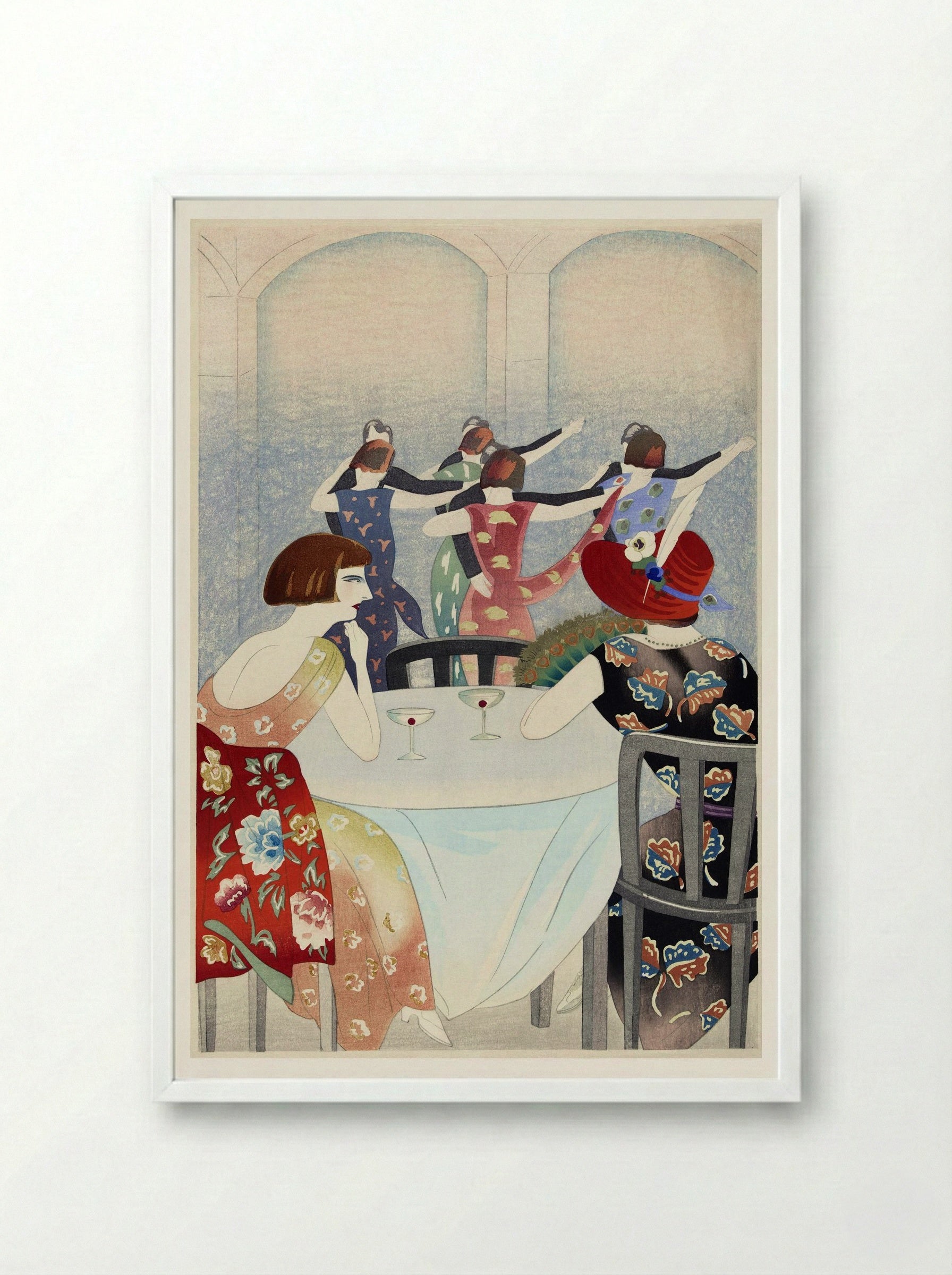 Dance Salon at the New Carlton Hotel, Shanghai - Yamamura Toyonari - Framed Print White