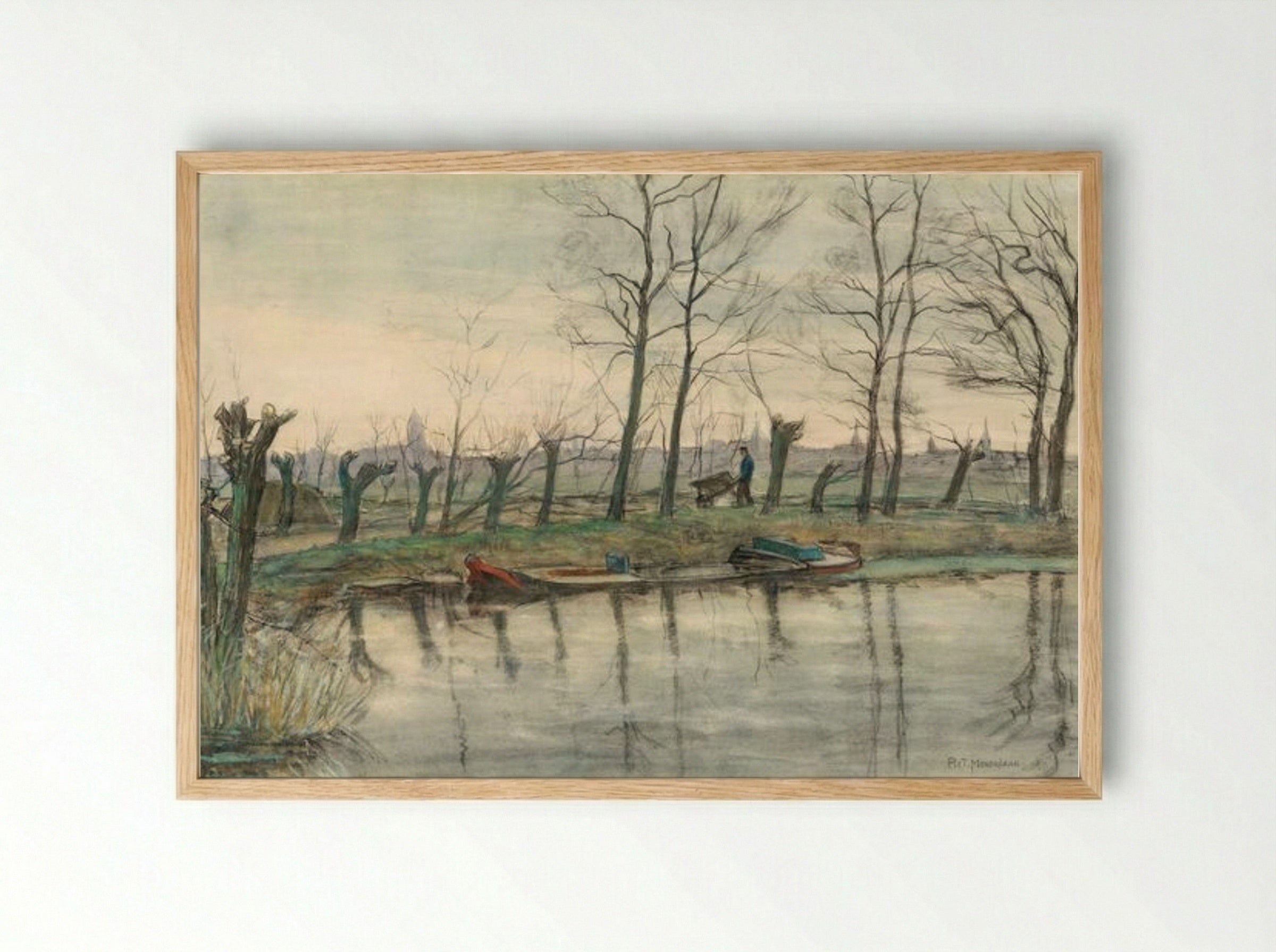 Amsterdam Skyline Viewed from the West - Piet Mondrian - Framed Print Wood