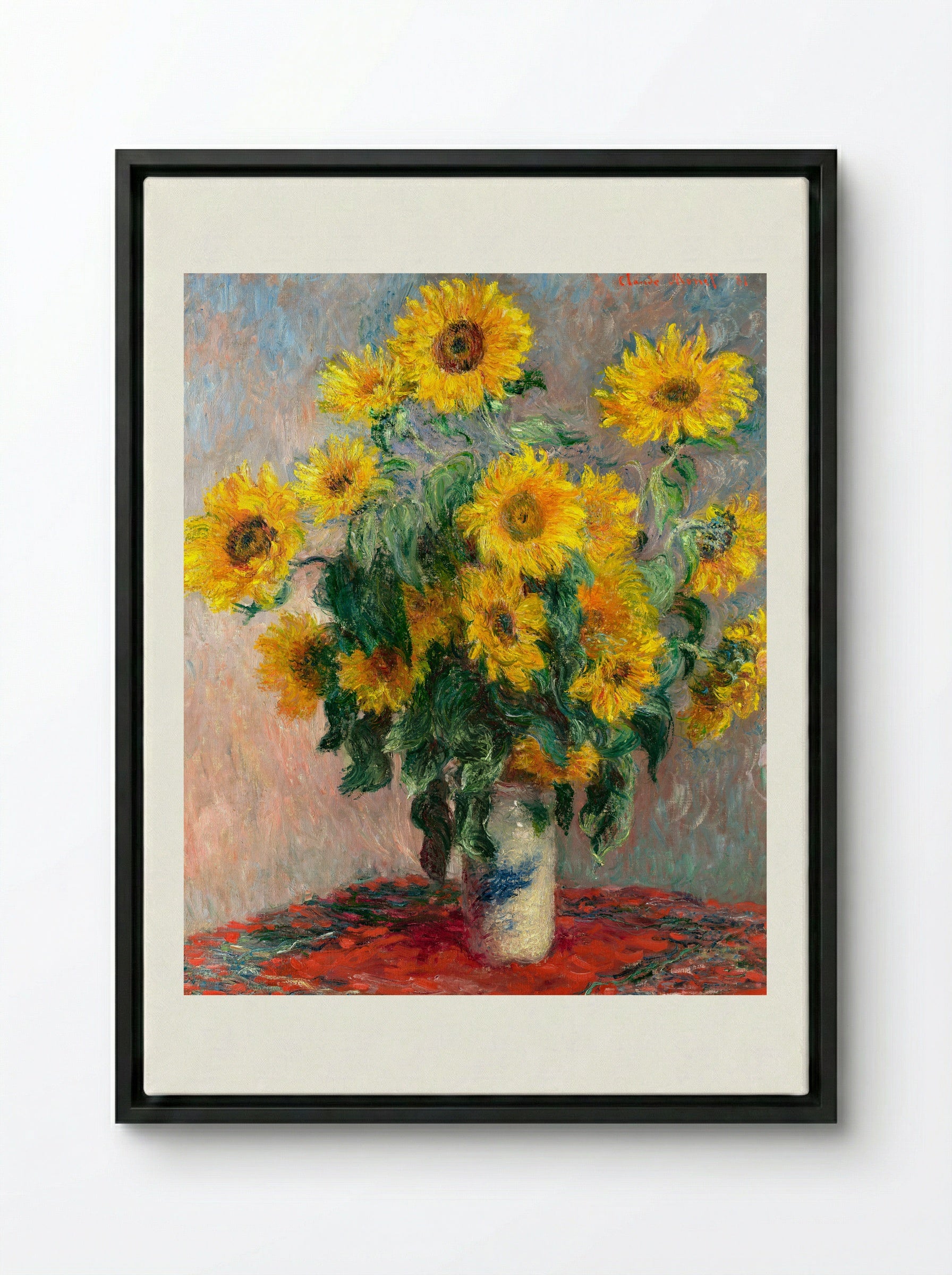Bouquet of Sunflowers - Claude Monet - Framed Canvas Black