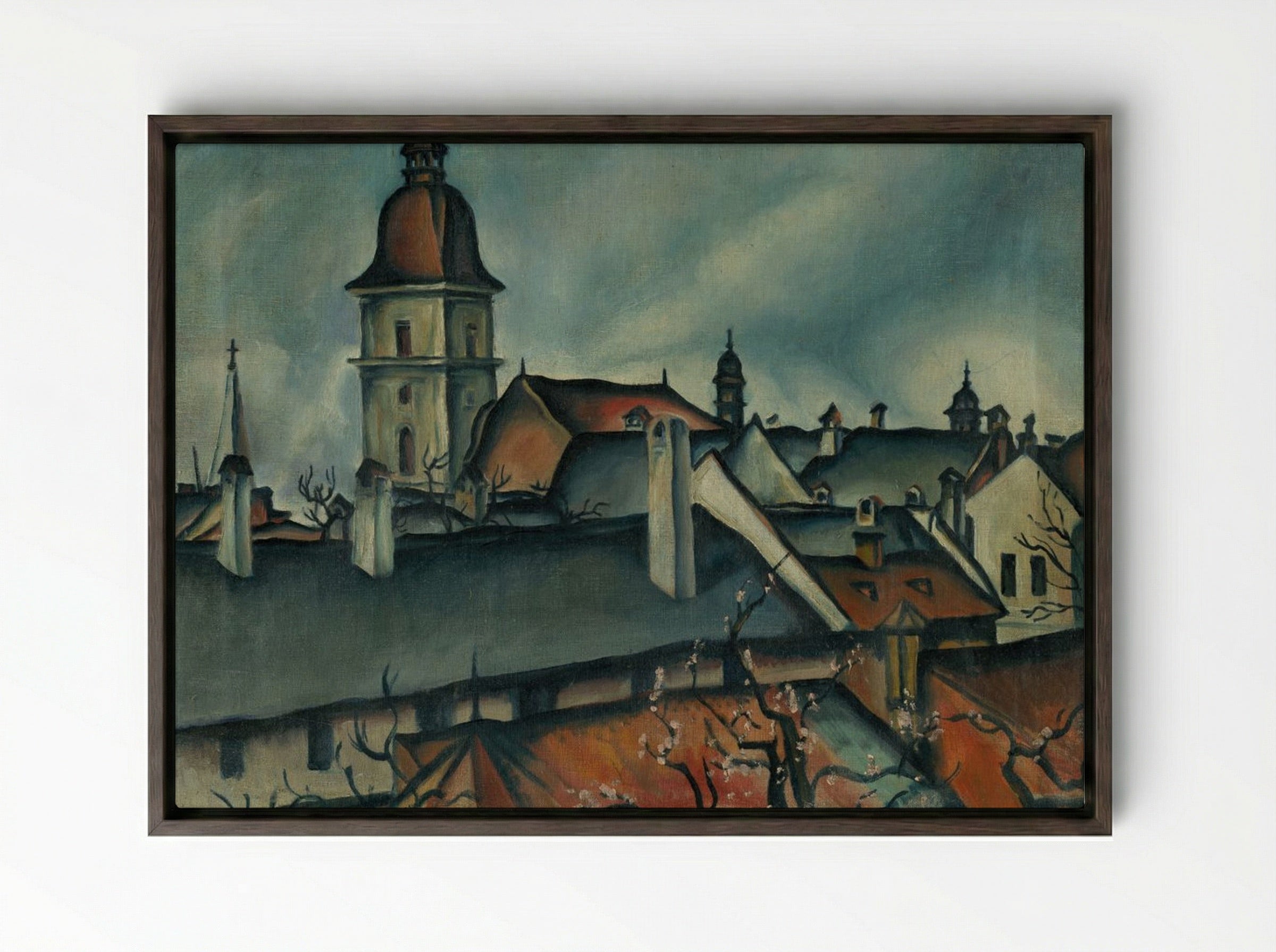 View of Kőszeg - Konstantin Bauer - Framed Canvas Dark Wood