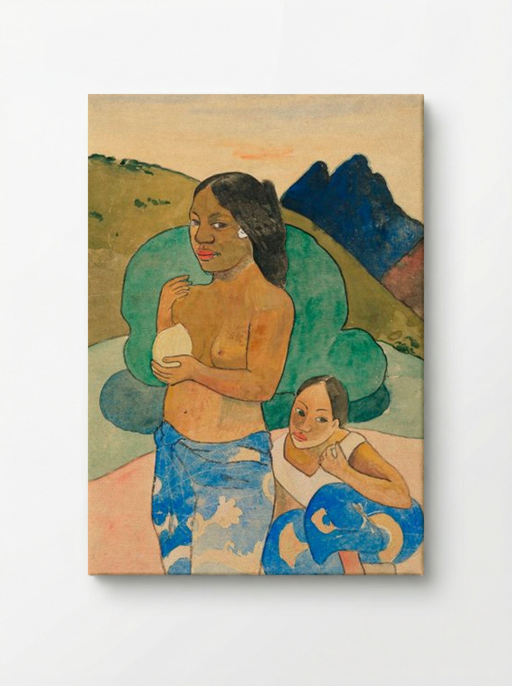 Two Tahitian Women in a Landscape - Paul Gauguin - Canvas