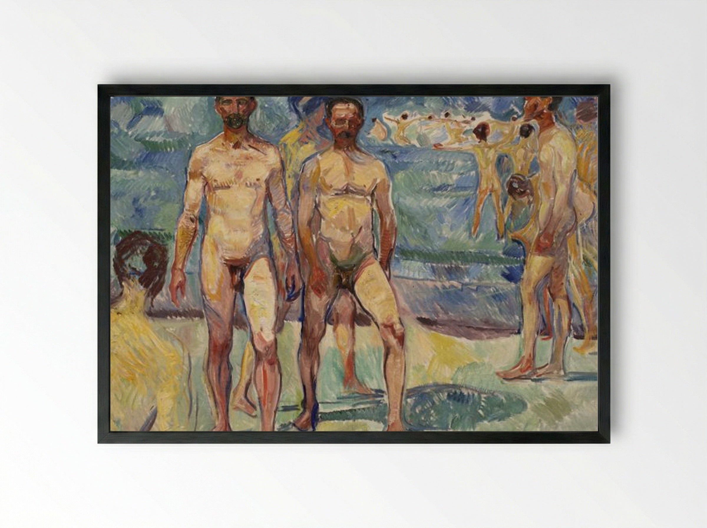 Bathing Men (Middle Age) - Edvard Munch - Framed Print Black