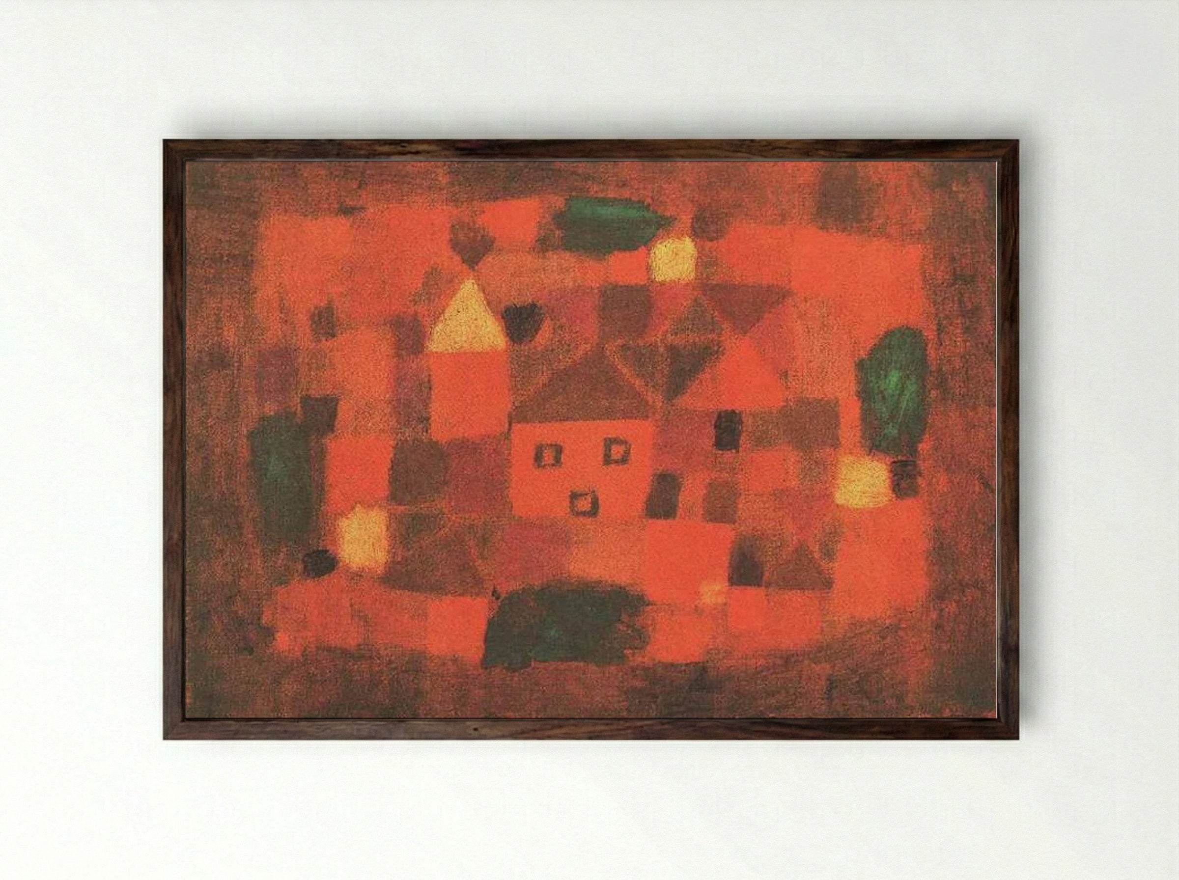 Landscape with Sunset - Paul Klee - Framed Print Dark Wood