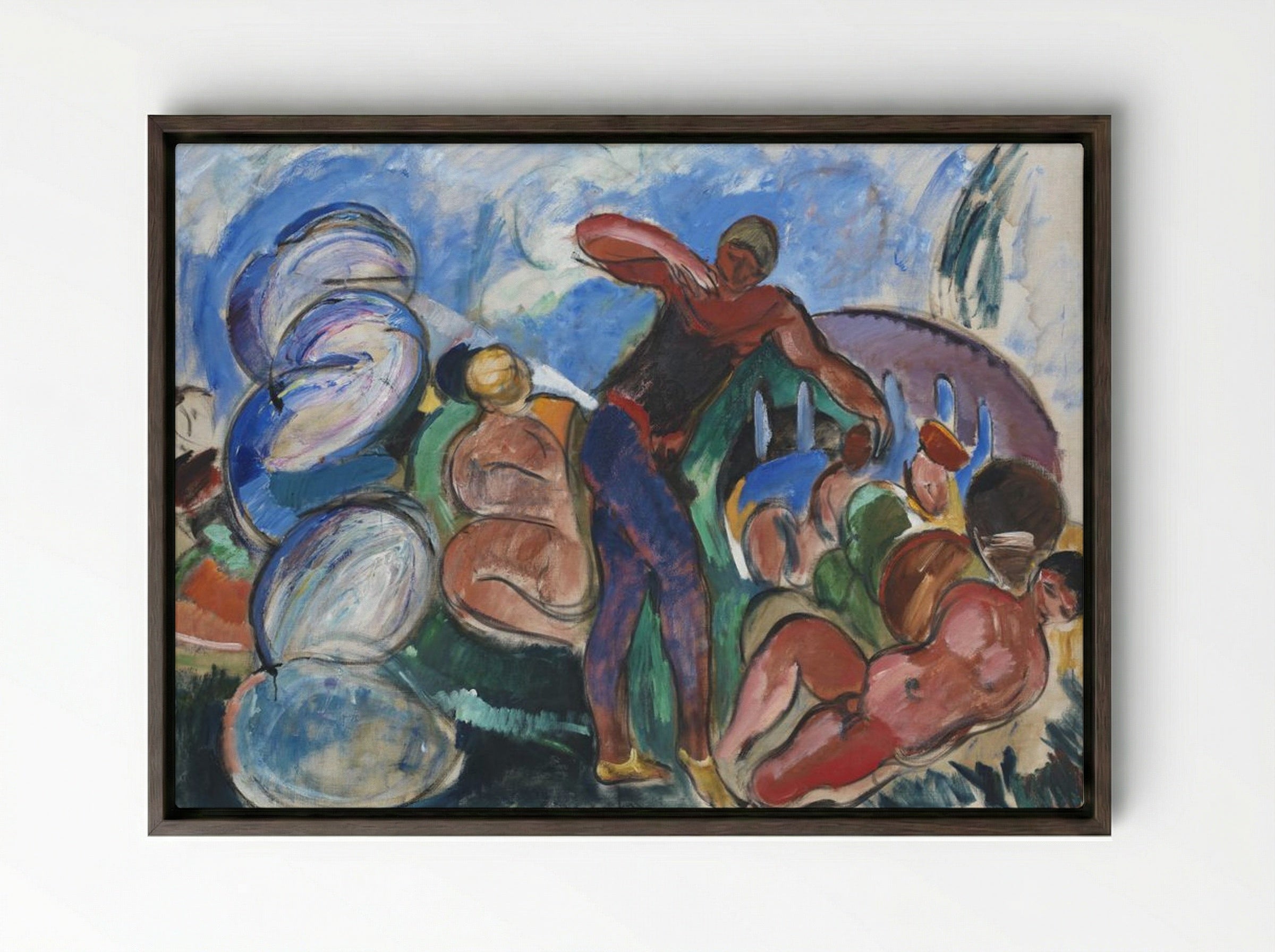 Composition with Figures - Jens Adolf Jerichau - Framed Canvas Dark Wood