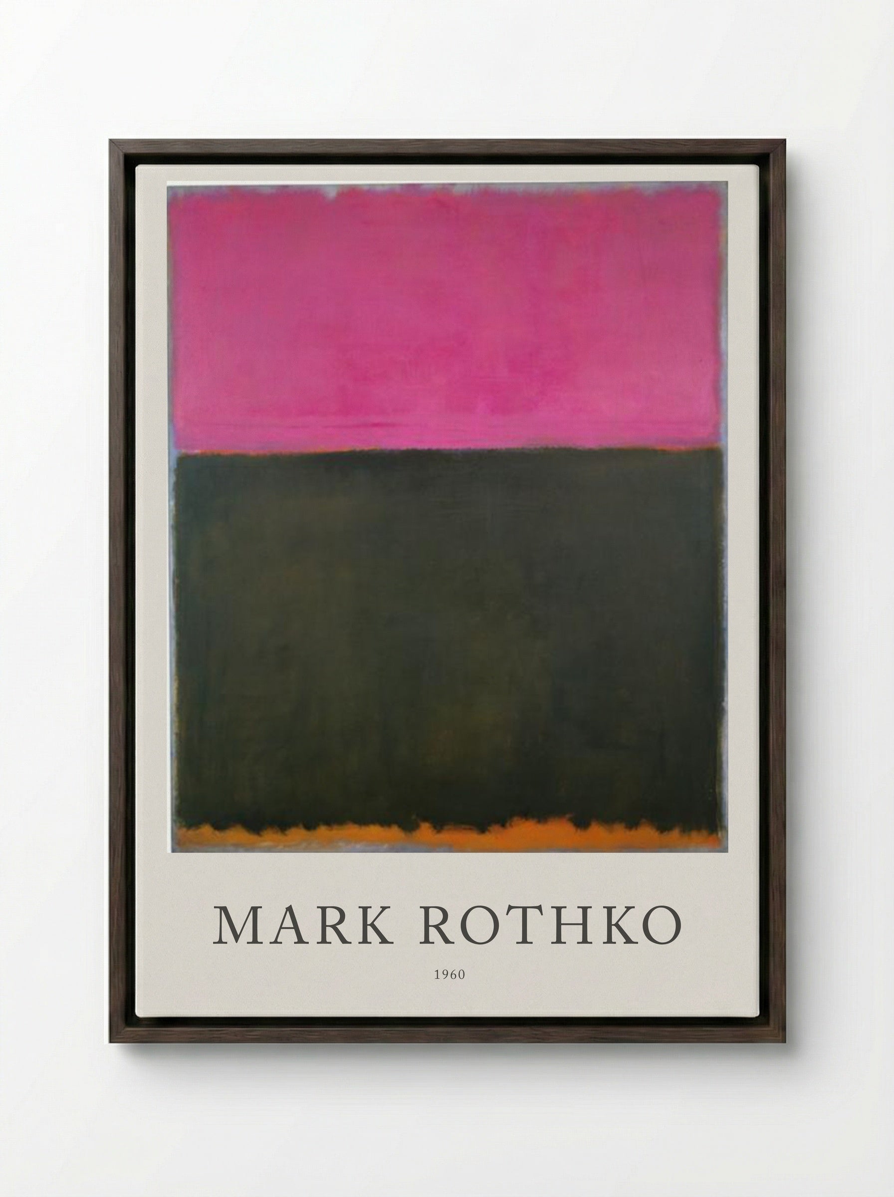 Untitled (Pink over Dark Green) - Mark Rothko - Framed Canvas Dark Wood