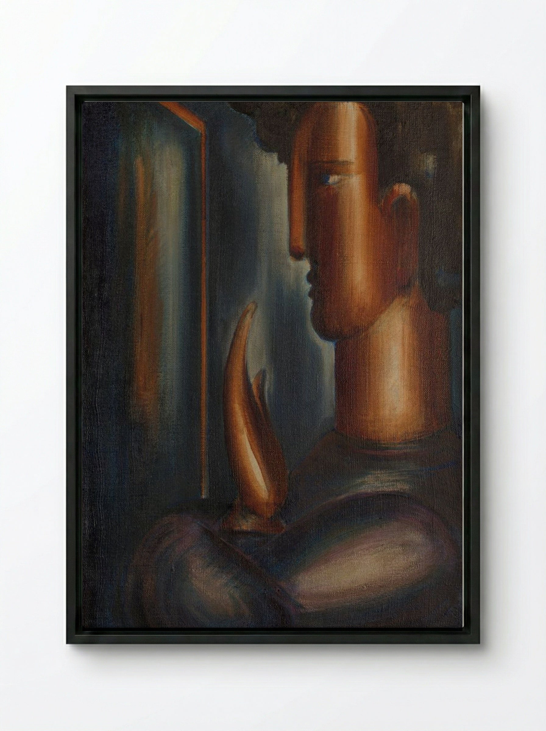 Before the Mirror - Oskar Schlemmer - Framed Canvas Black