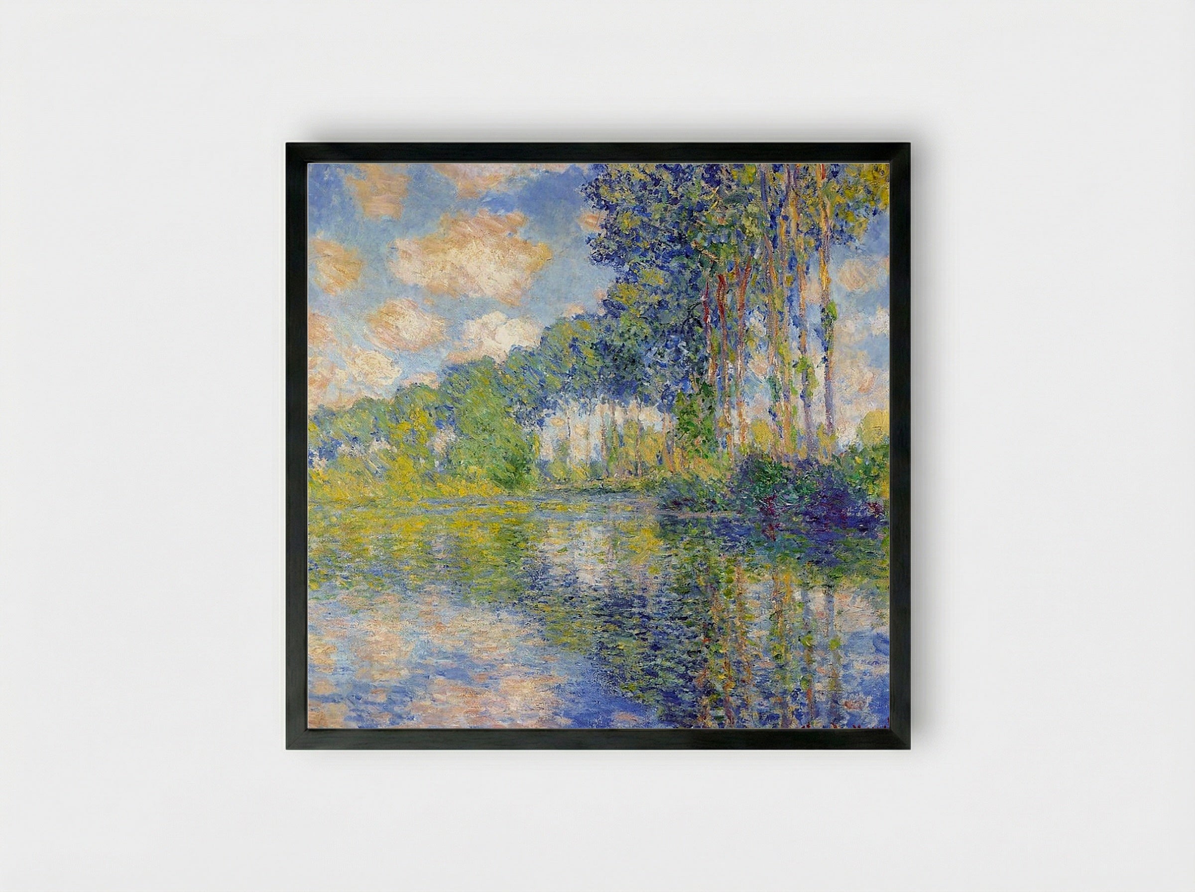 Poplars on the Epte - Claude Monet - Framed Print Black