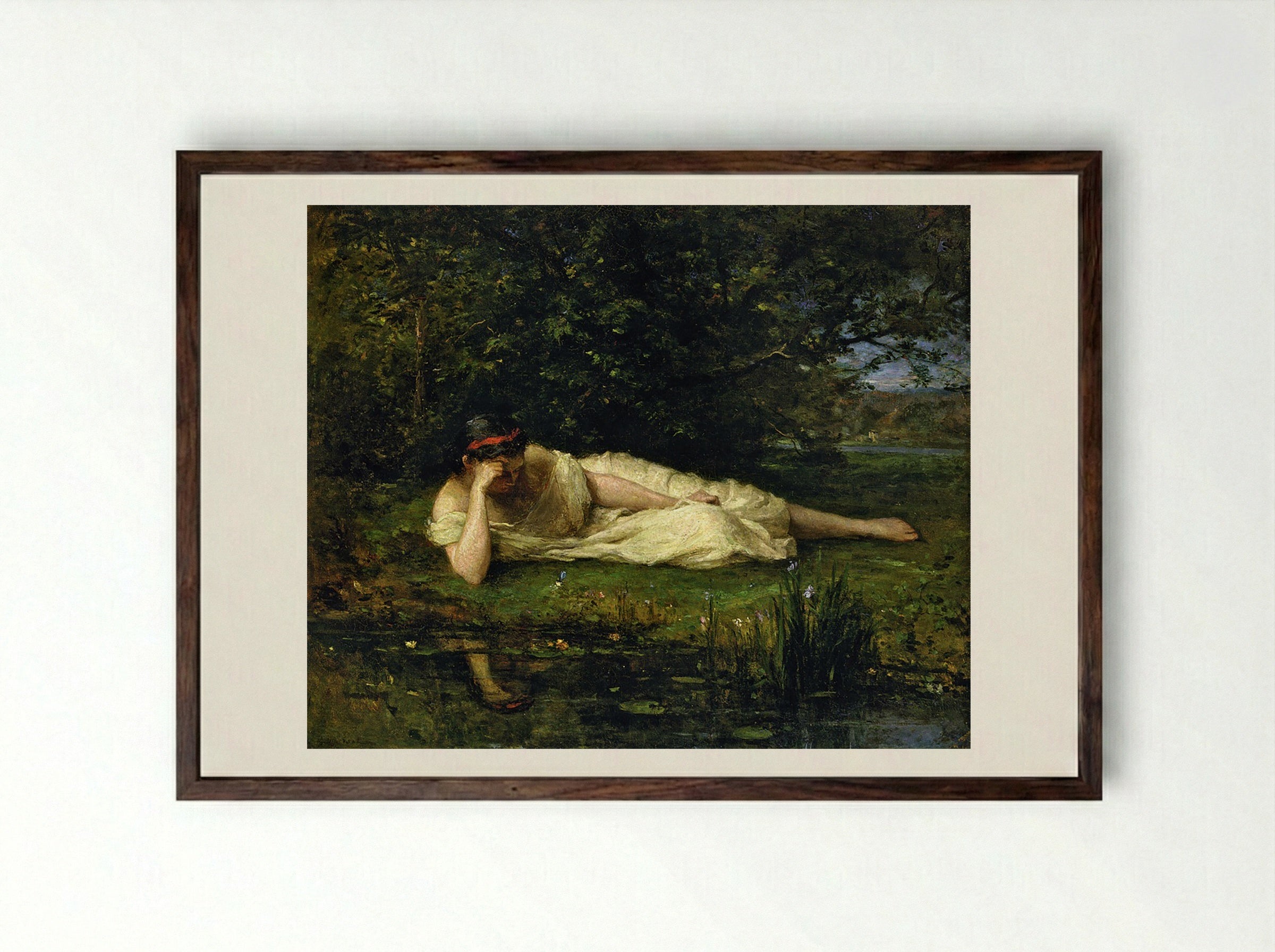 Study, The Water's Edge - Gustave Courbet - Framed Print Dark Wood