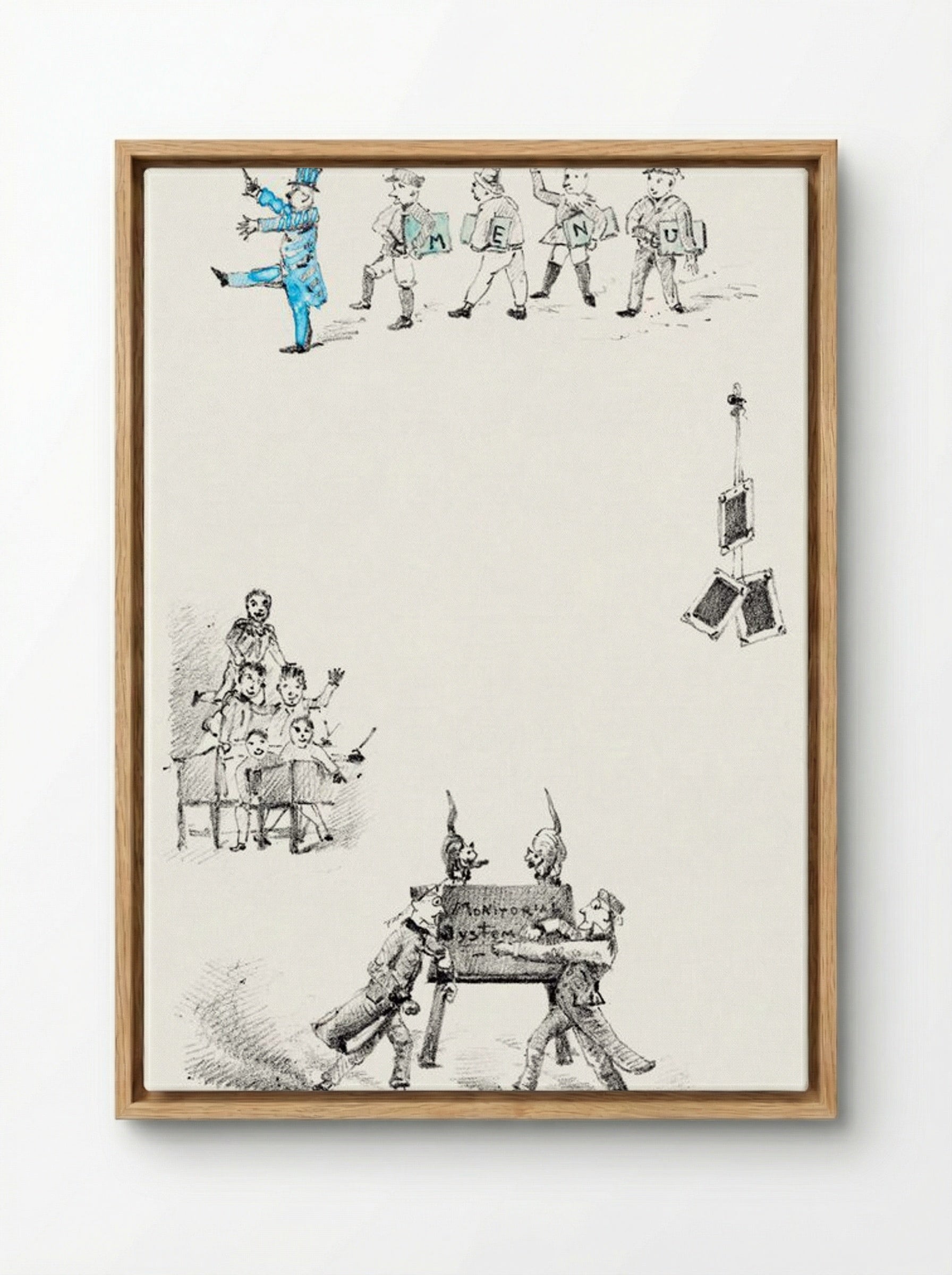Menu Card with Teachers and Students - Theo van Hoytema - Framed Canvas Wood