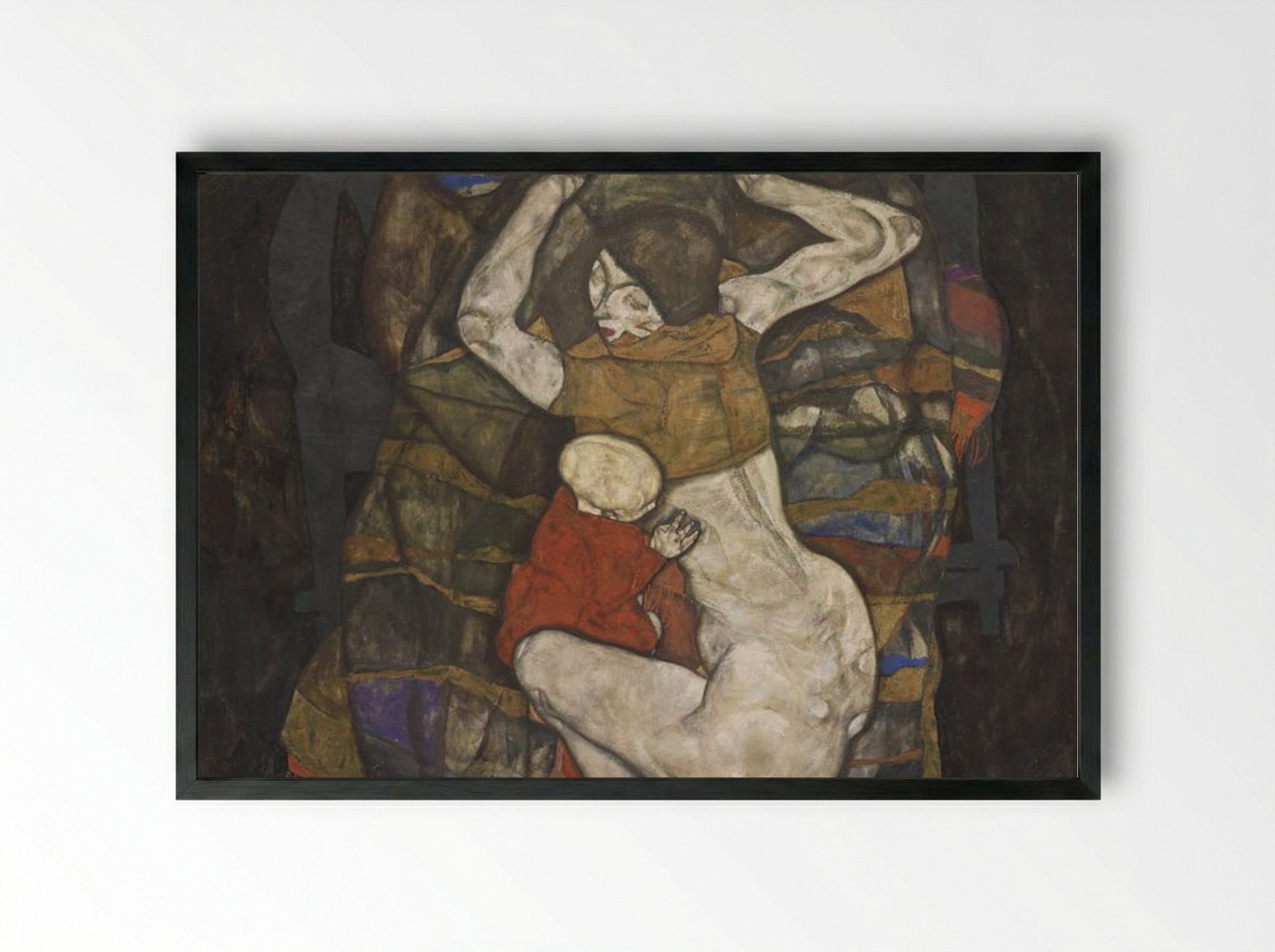 Young Mother - Egon Schiele - Framed Print Black