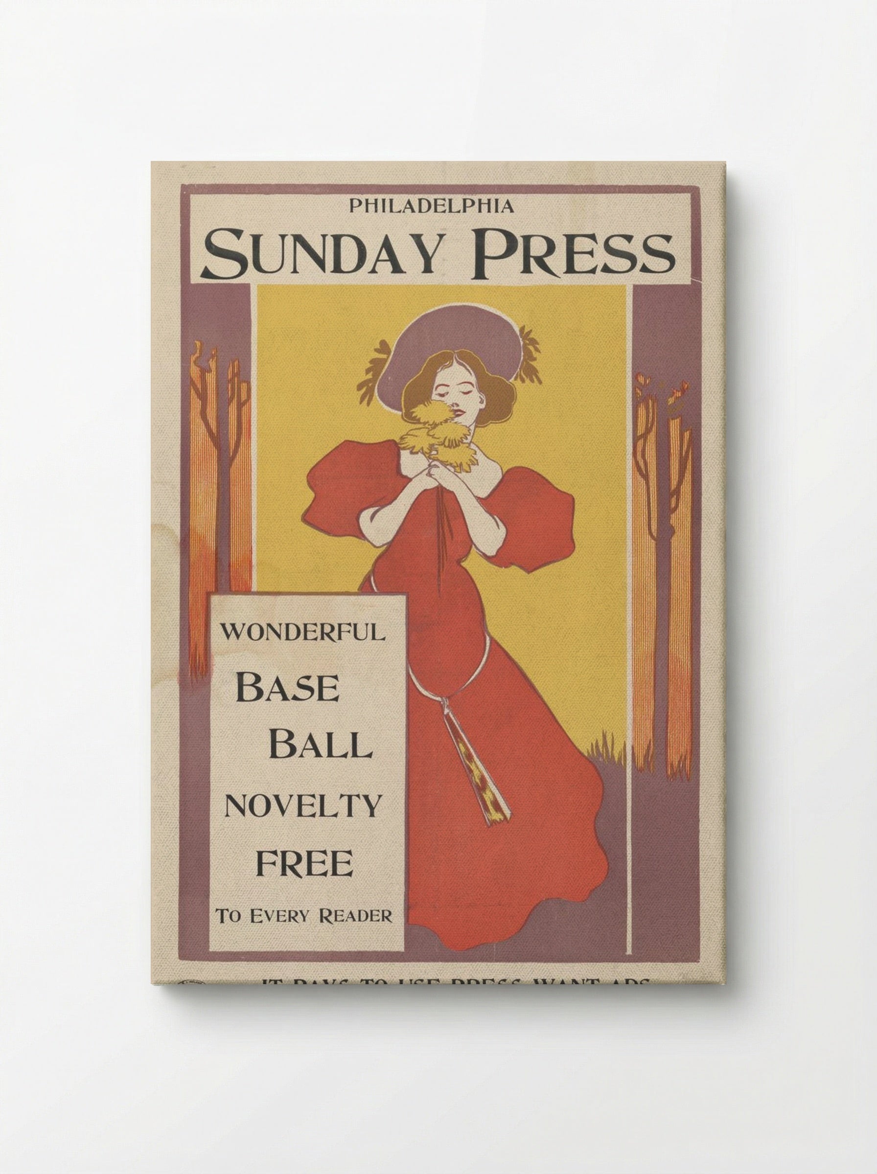 Philadelphia Sunday Press Baseball Novelty Advertisement - Fine Art Print - Canvas