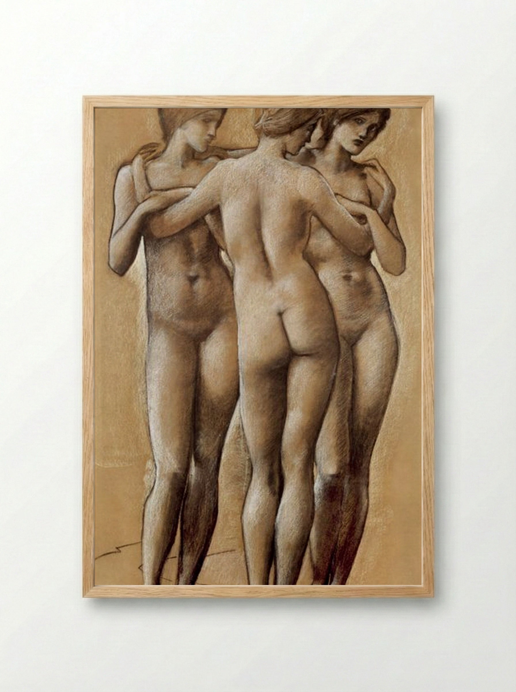 Study of the Three Graces - Edward Burne-Jones - Framed Print Wood