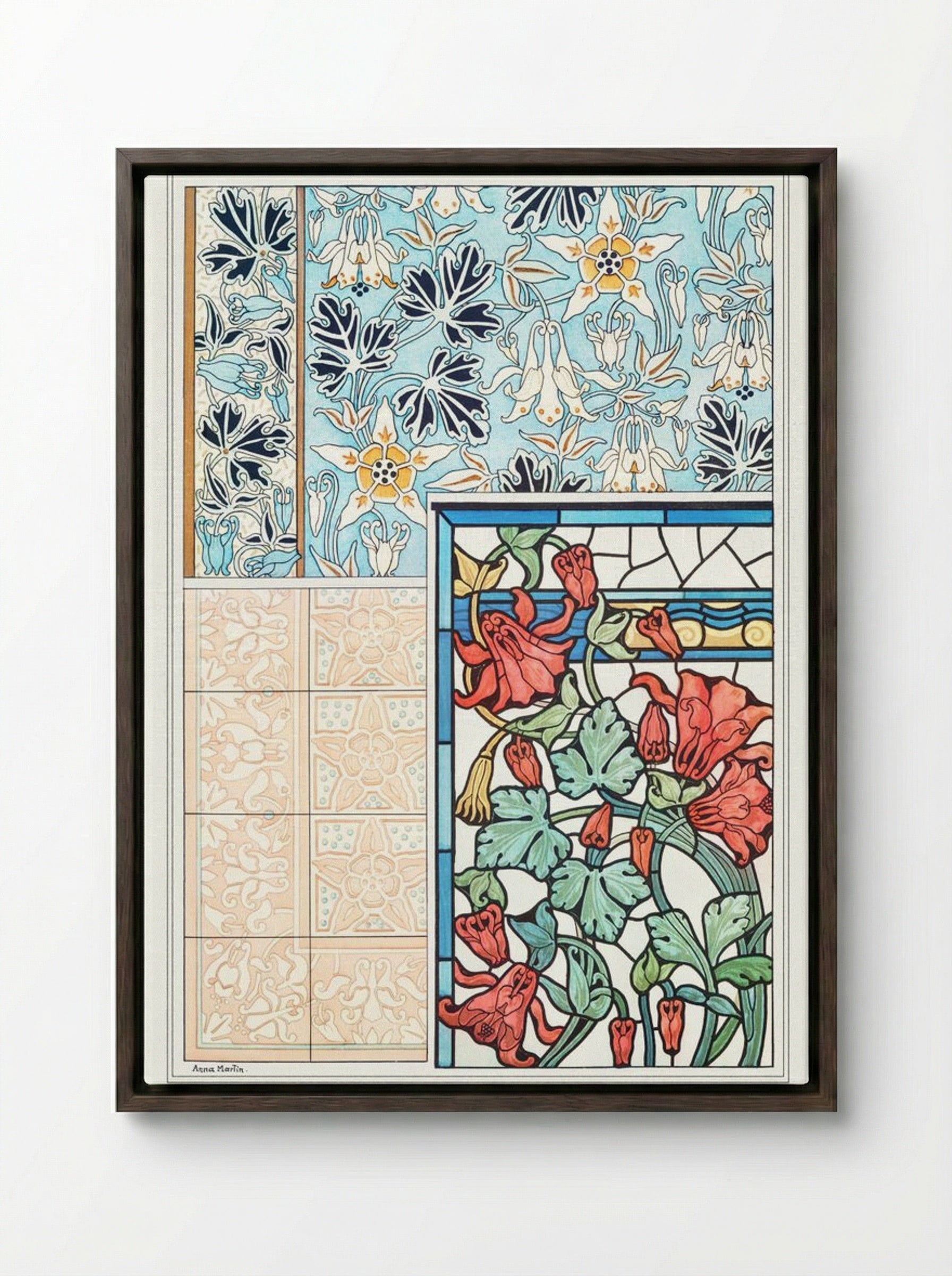 Ancolie (Columbine) from La Plante et ses Applications ornementales - Maurice Pillard Verneuil - Framed Canvas Dark Wood