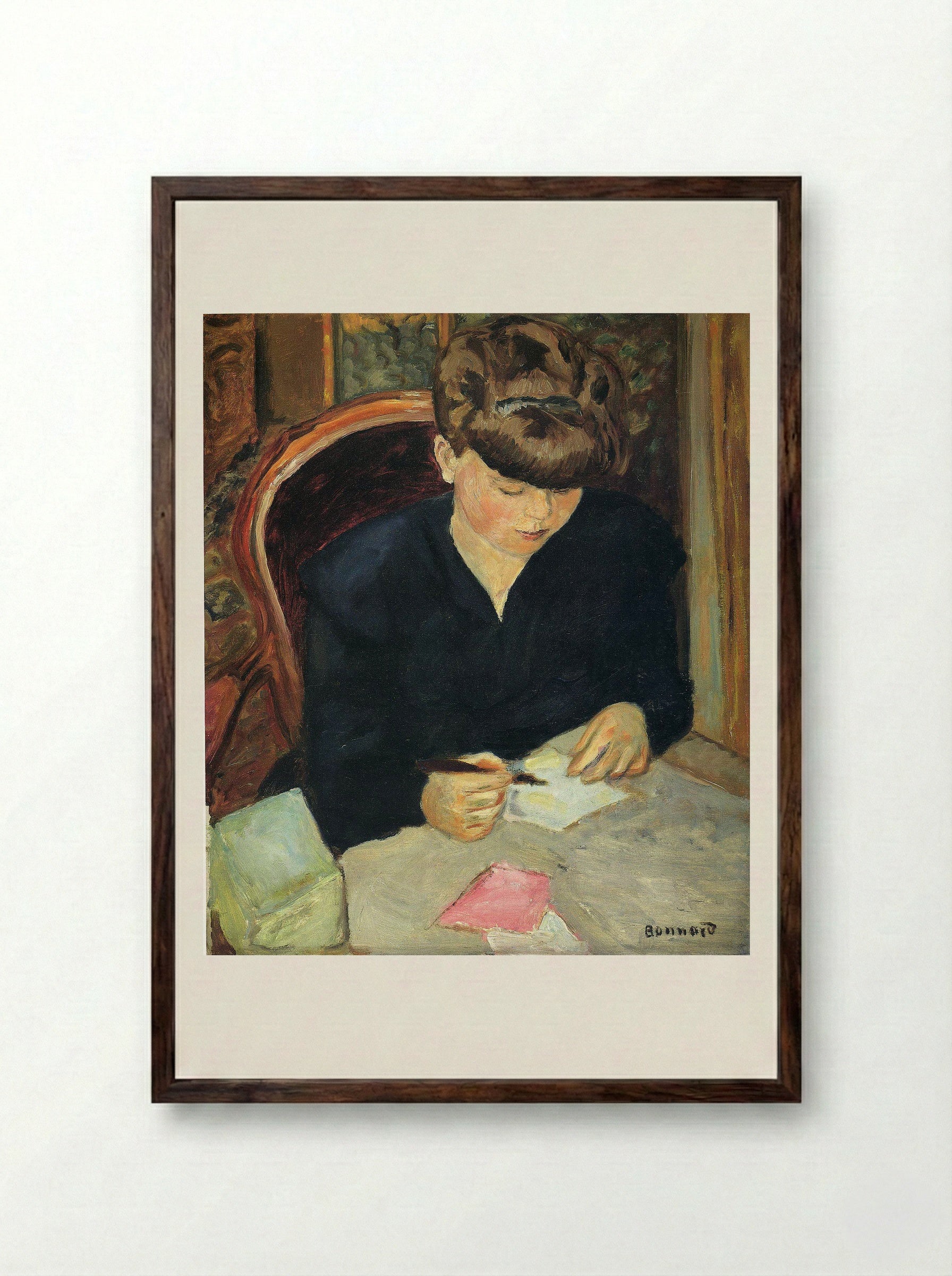The Letter - Pierre Bonnard - Framed Print Dark Wood
