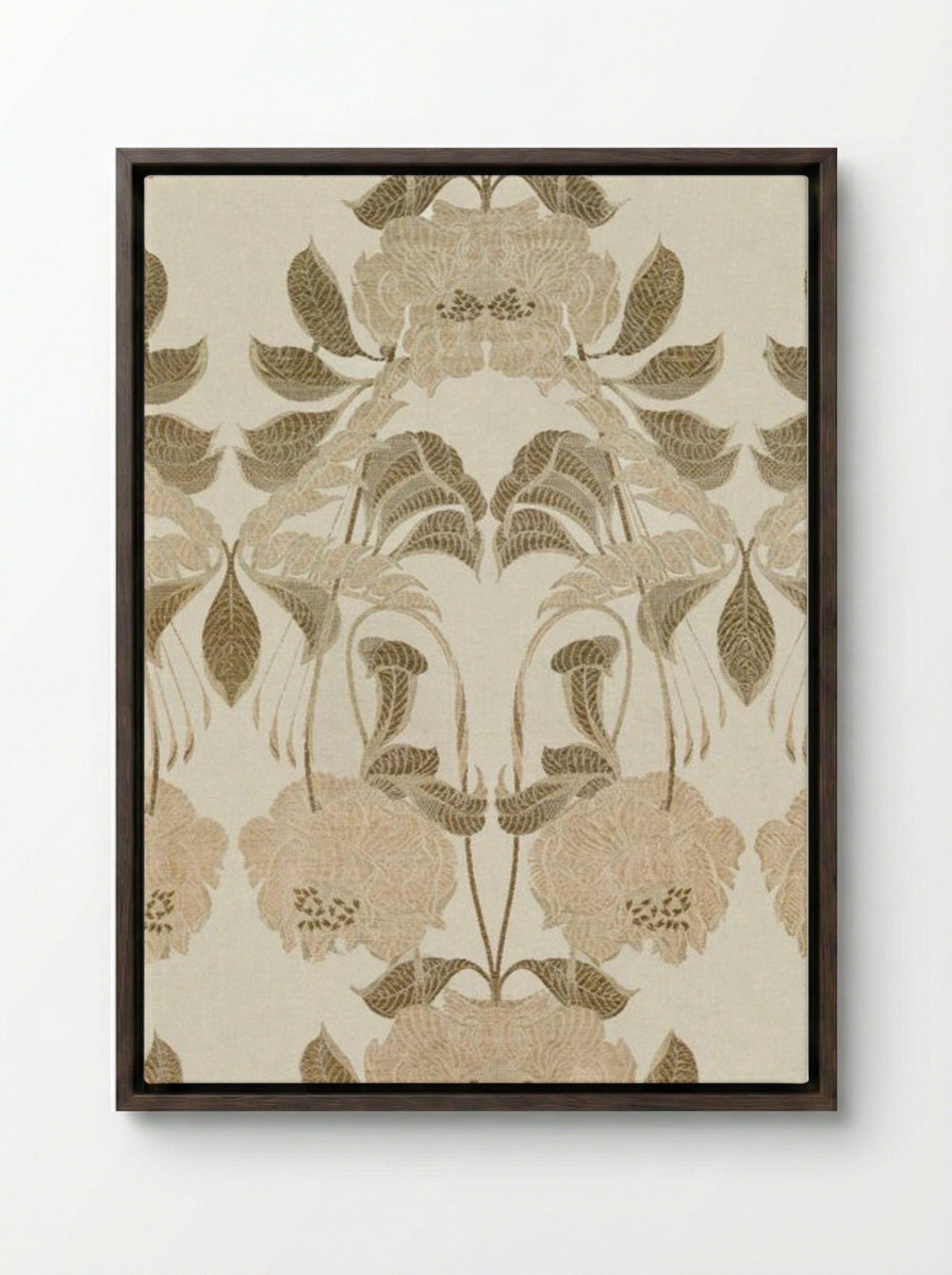 Silk with Art Nouveau Design - Georges de Feure - Framed Canvas Dark Wood