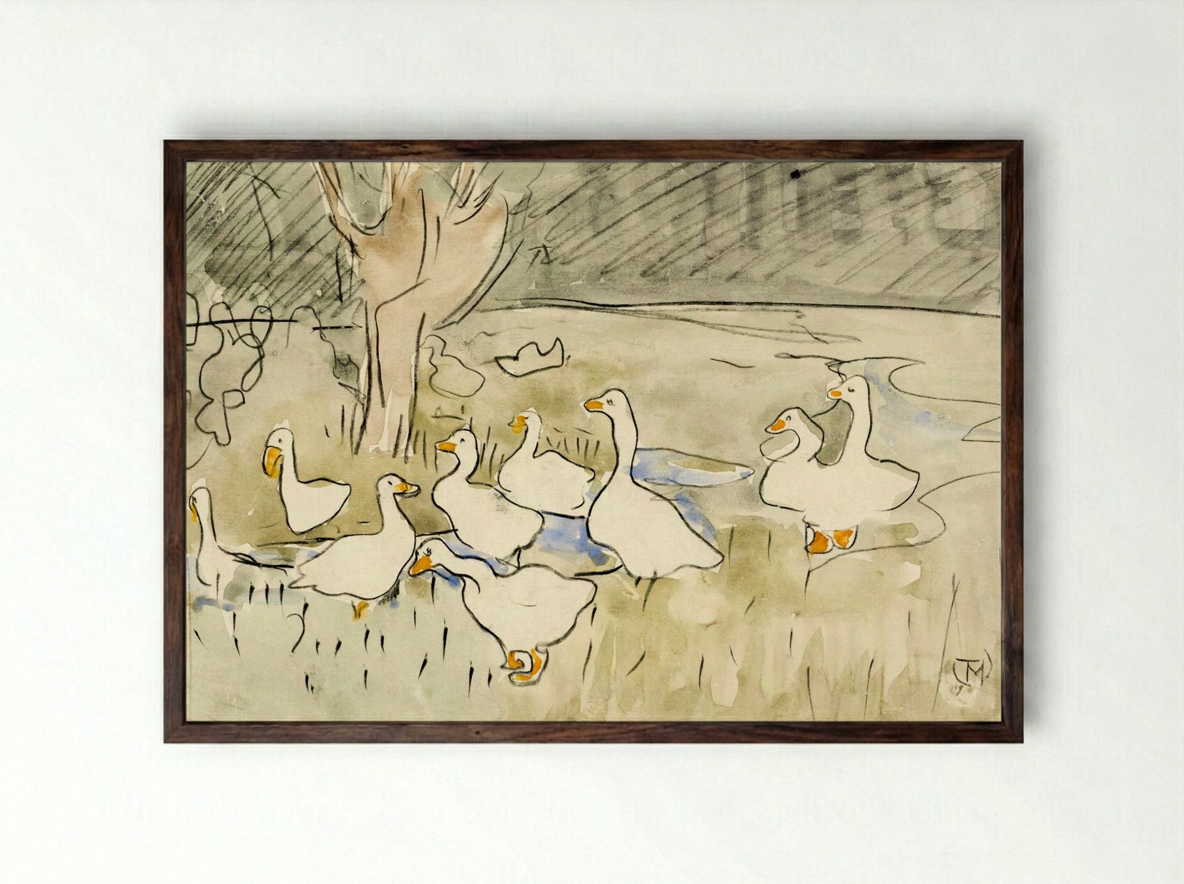 Ducks - Theo van Hoytema - Framed Print Dark Wood