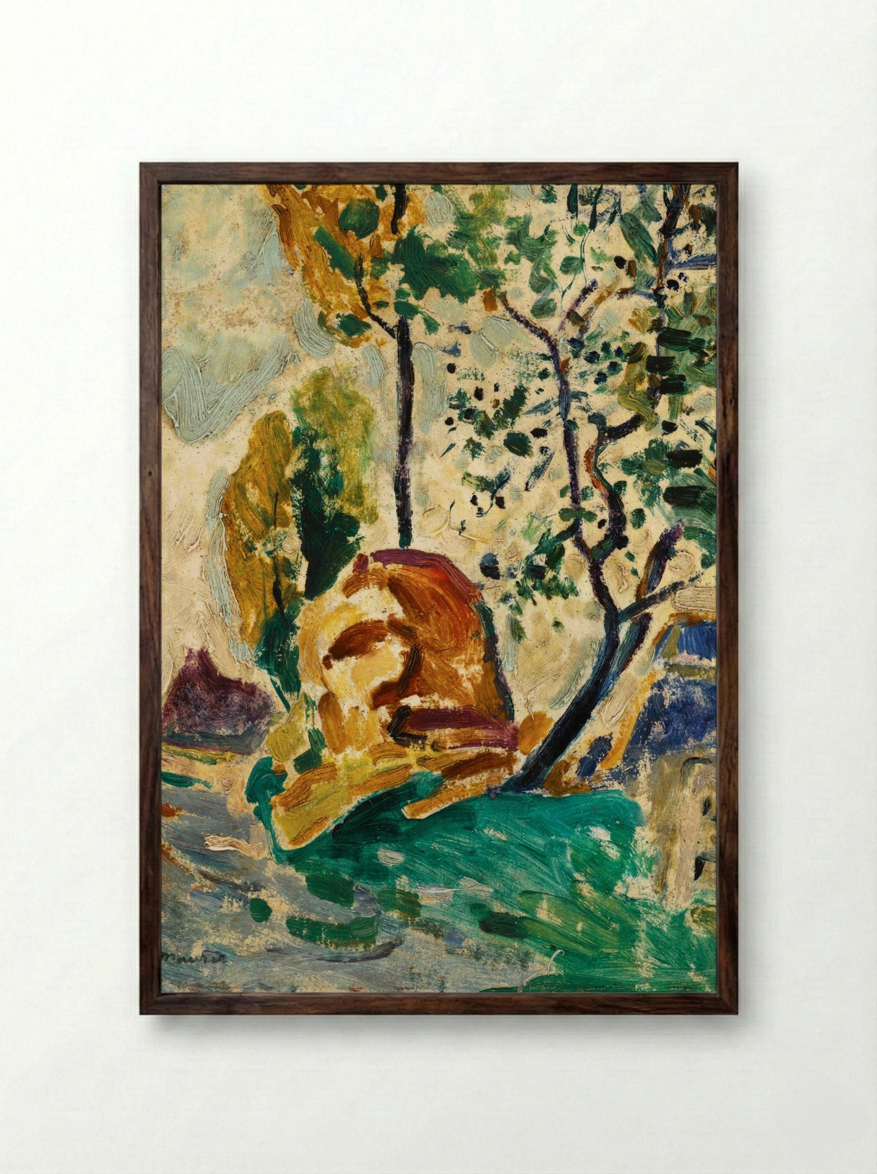 Tree and Rock - Alfred Henry Maurer - Framed Print Dark Wood