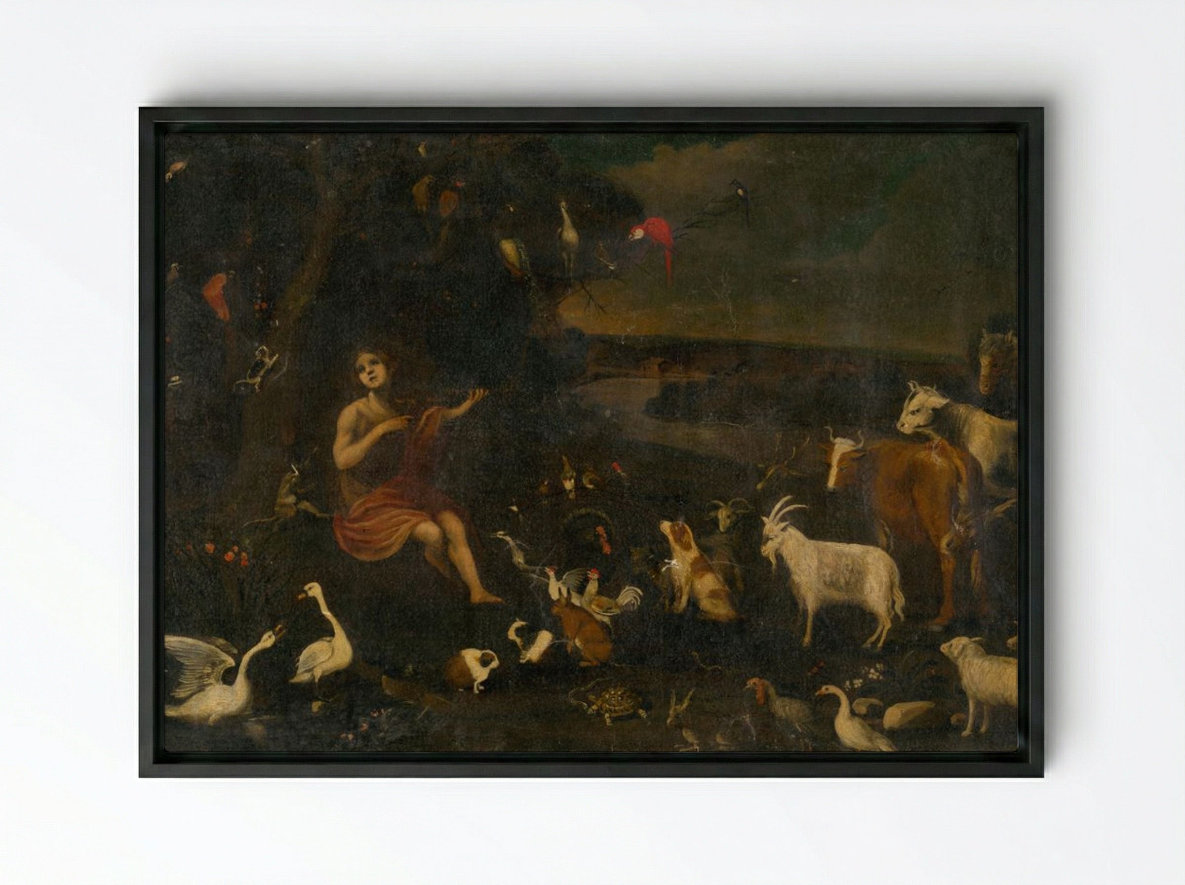 Orpheus Charming the Animals - Roelant Savery - Framed Canvas Black
