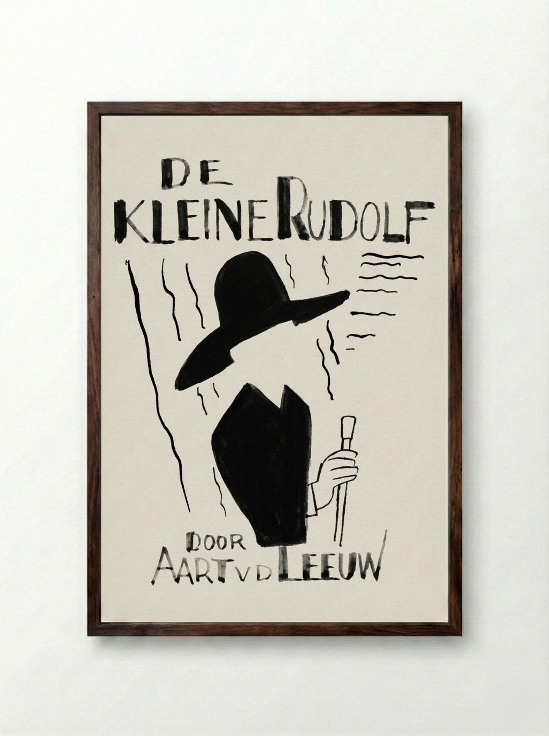 Ontwerp voor boekband van De Kleine Rudolf door Aart van der Leeuw - Leo Gestel - Framed Print Dark Wood