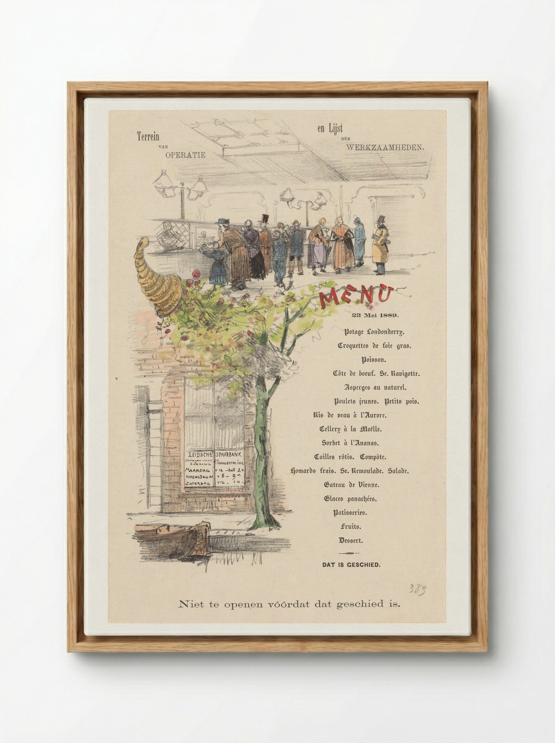 Menu for the Leidsche Spaarbank - Theo van Hoytema - Framed Canvas Wood