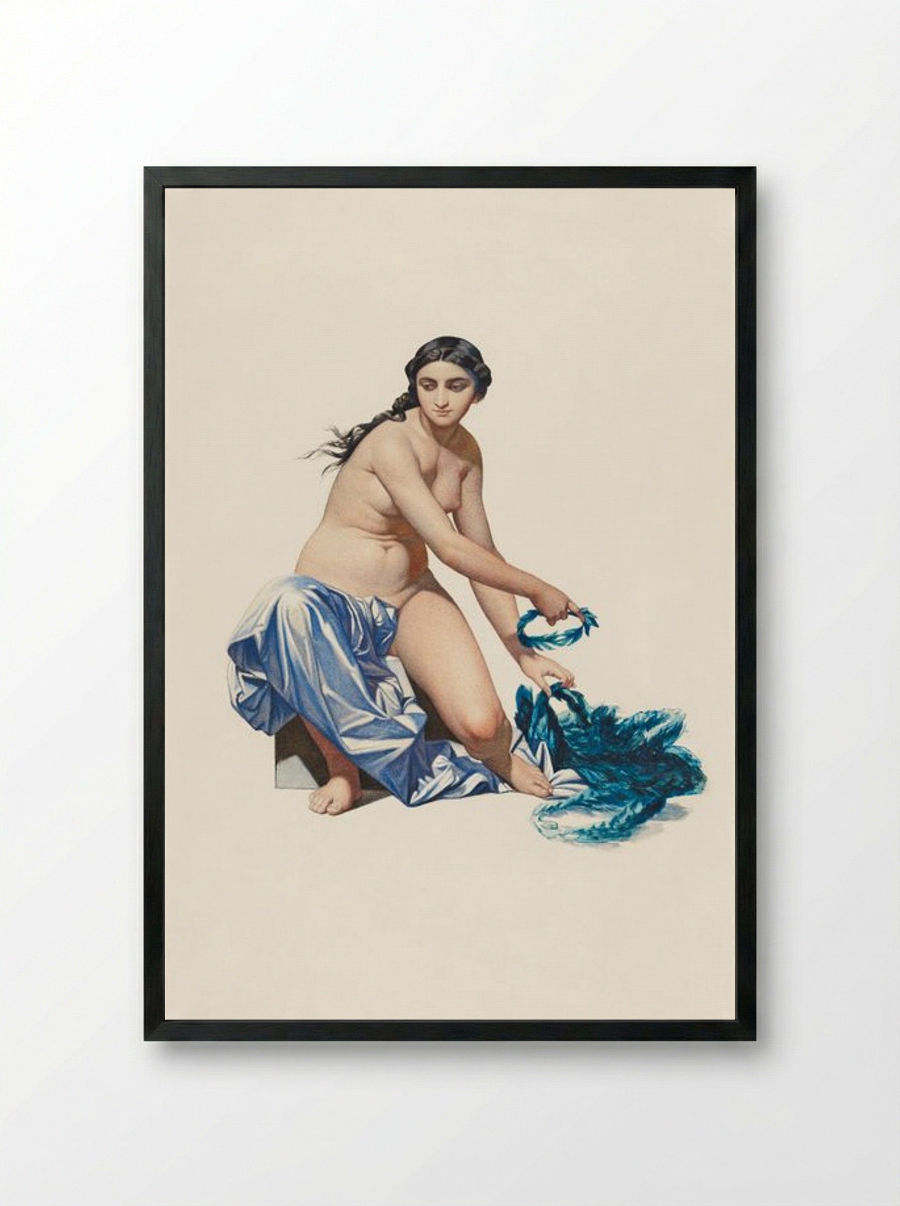 Study for a Figure of Fame - Paul Delaroche - Framed Print Black