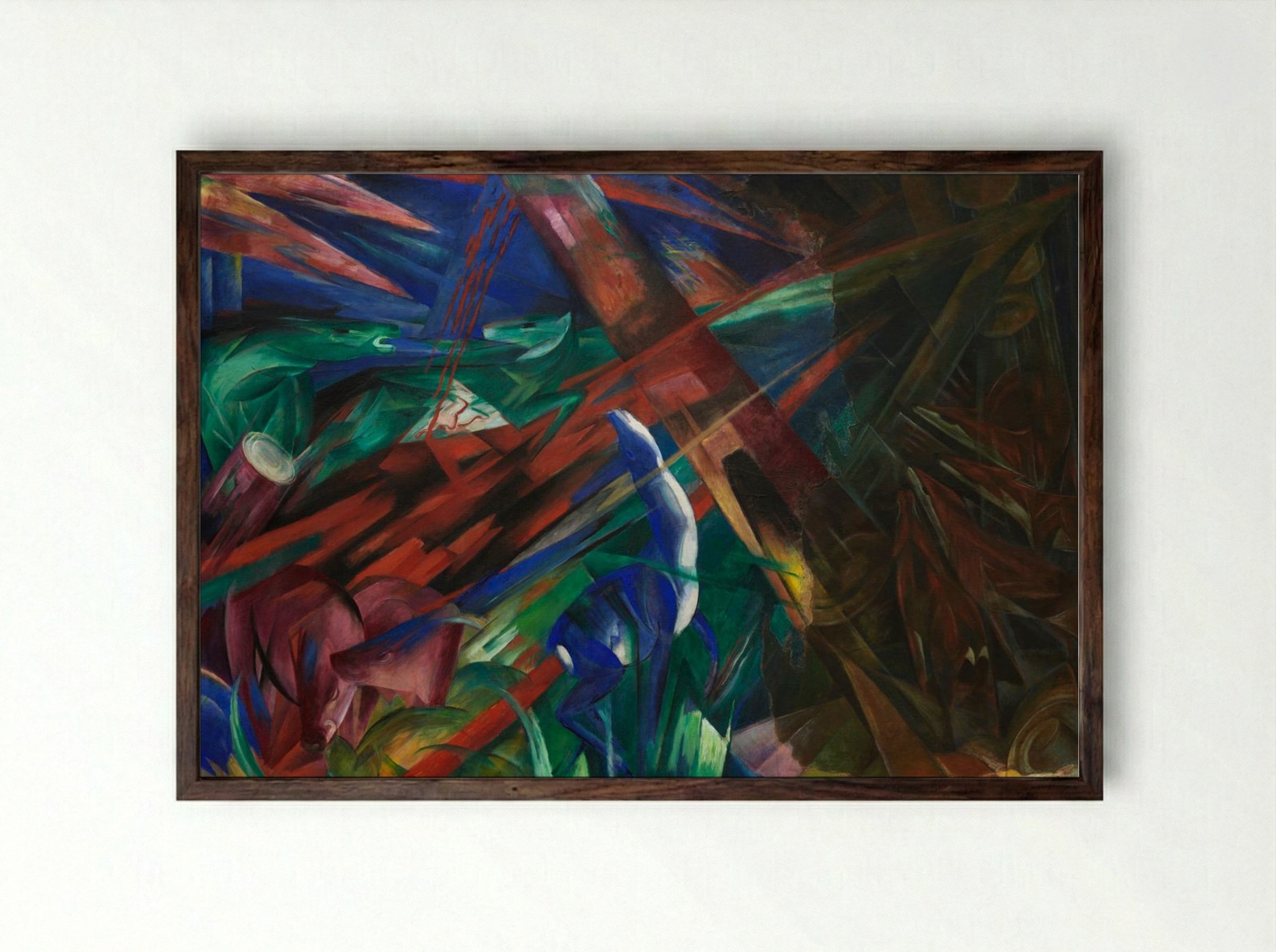 Animal Destinies - Franz Marc - Framed Print Dark Wood