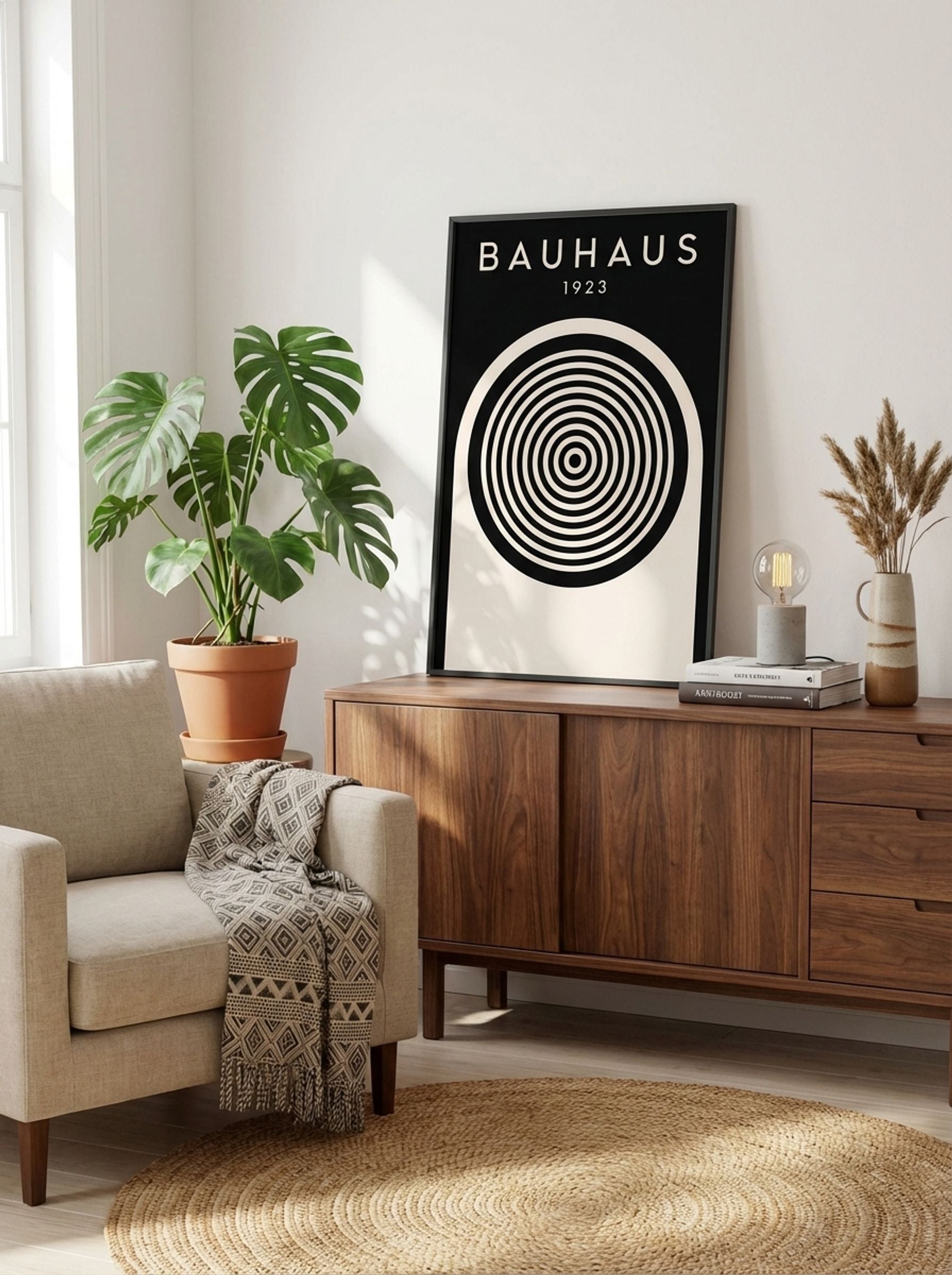 Bauhaus 1923 Concentric Circles – Monochrome - Lifestyle