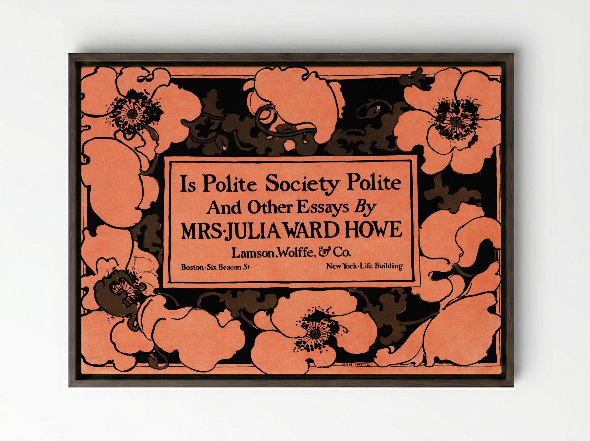 Is Polite Society Polite (Book Cover Design) - Ethel Reed - Framed Canvas Dark Wood