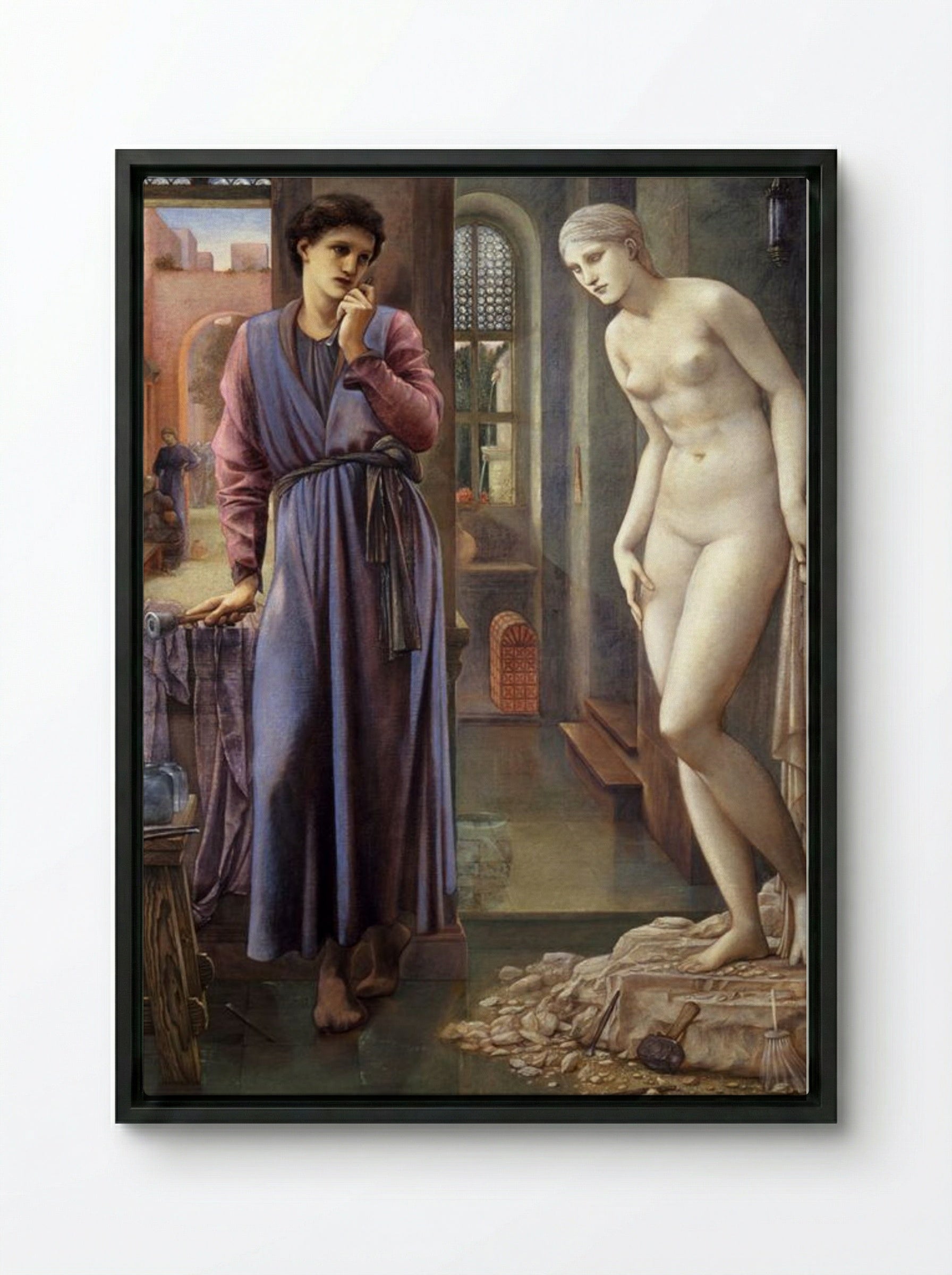 Pygmalion and the Image: The Hand Refrains - Edward Burne-Jones - Framed Canvas Black