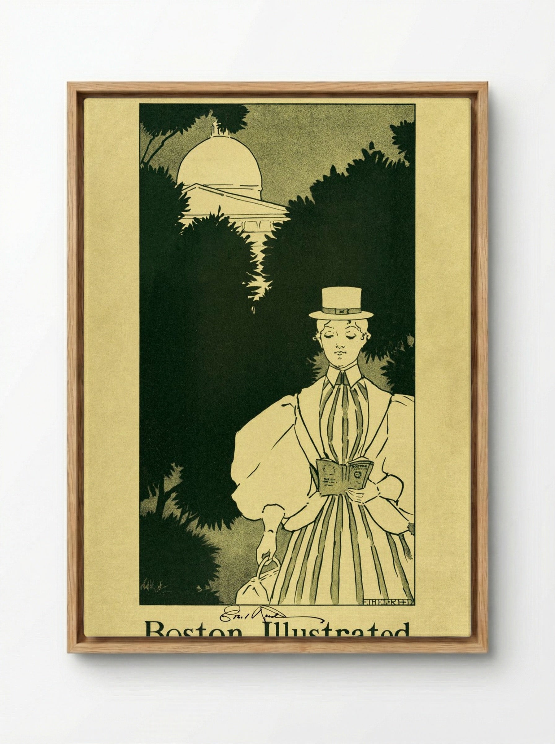 The Best Guide to Boston - Ethel Reed - Framed Canvas Wood