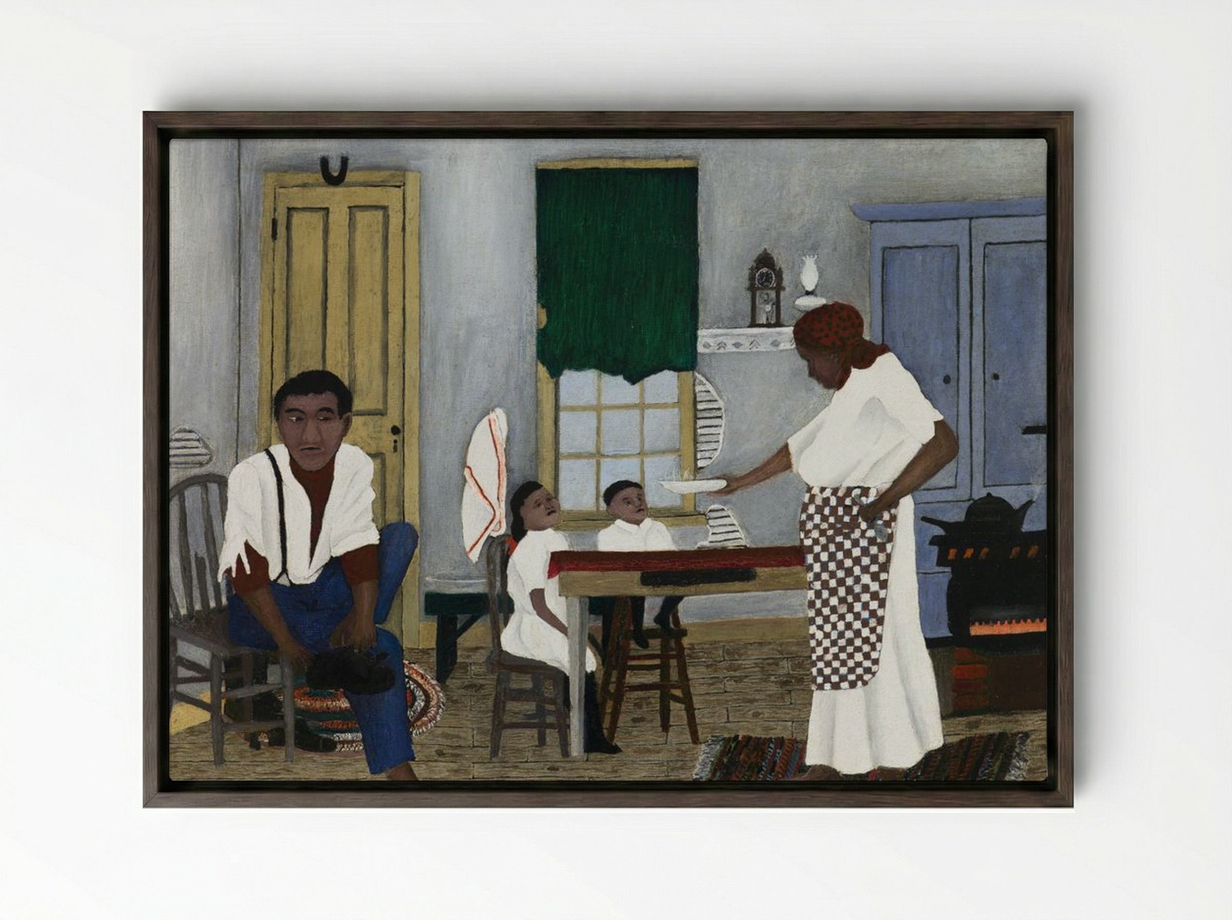 Sunday Morning Breakfast - Horace Pippin - Framed Canvas Dark Wood