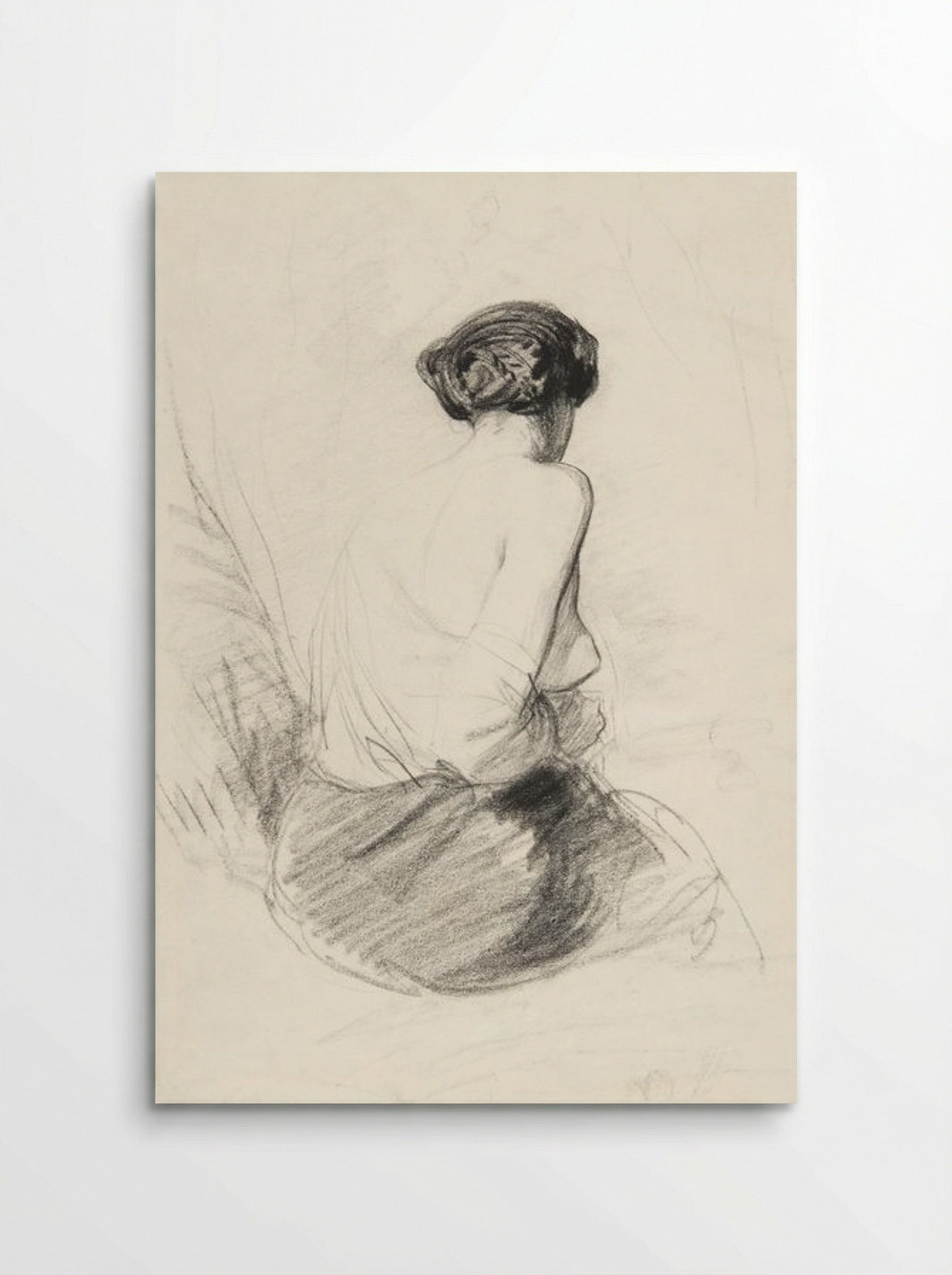 Woman Seated, Seen from Back (Nude Study) - Paul Gavarni - Poster
