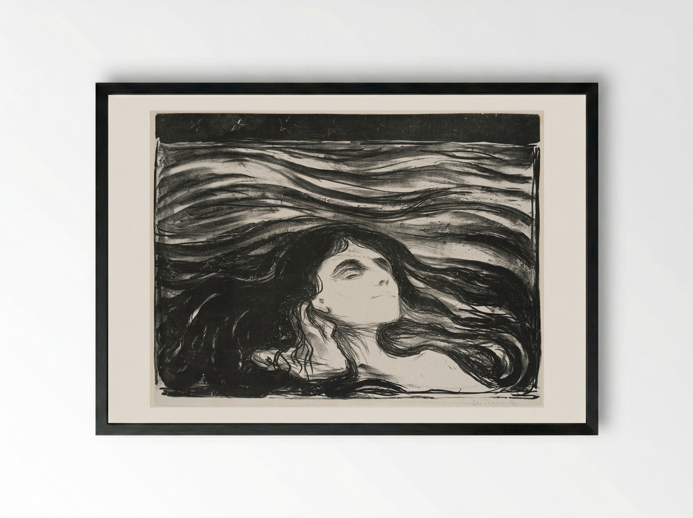 On the Waves of Love - Edvard Munch - Framed Print Black