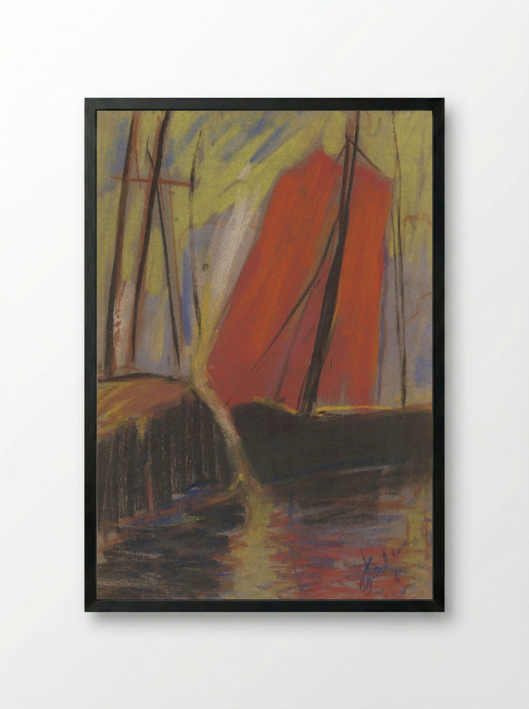 Red Yacht - Zolo Palugyay - Framed Print Black