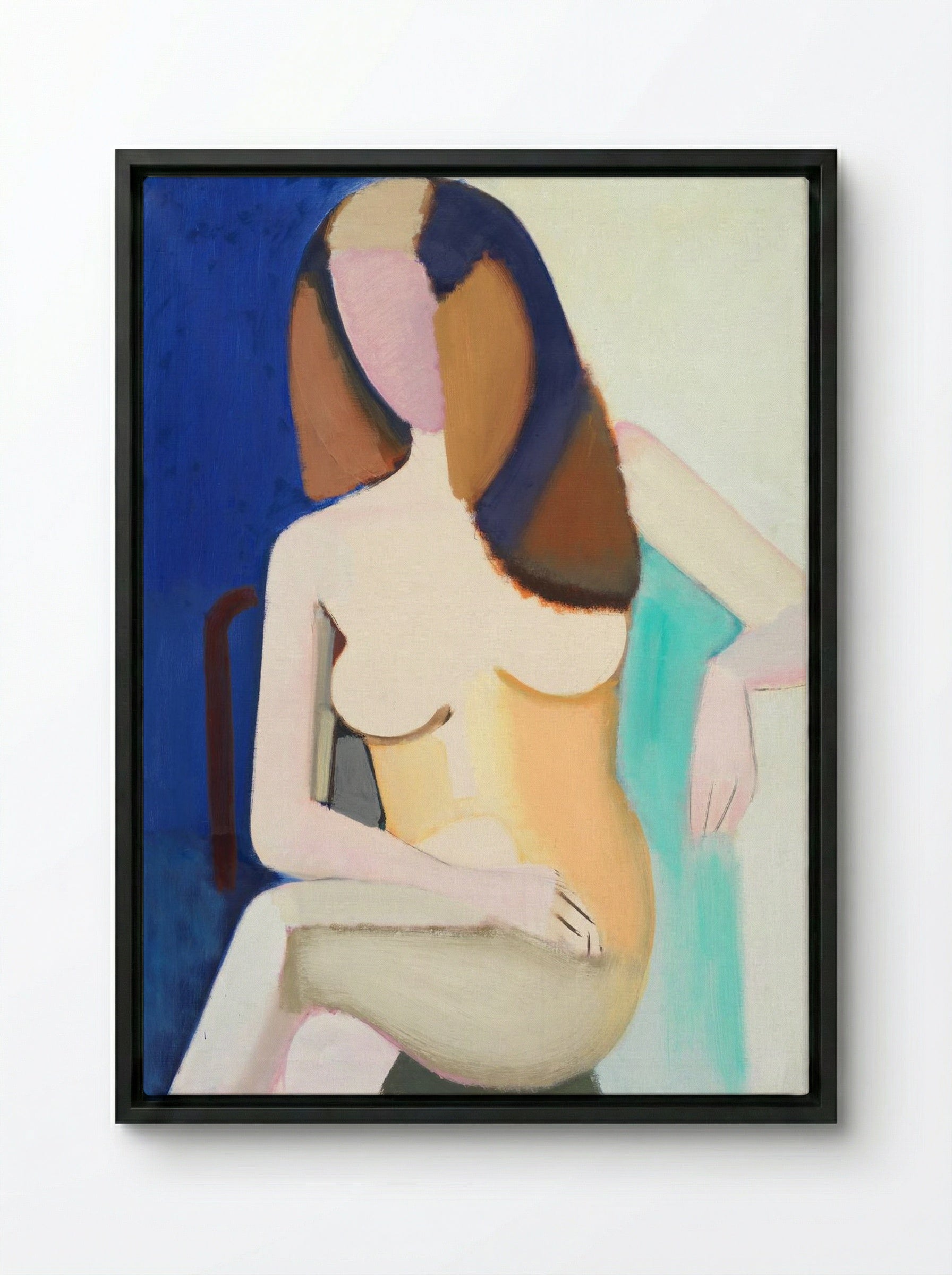 Seated Female Model - Vilhelm Lundstrøm - Framed Canvas Black