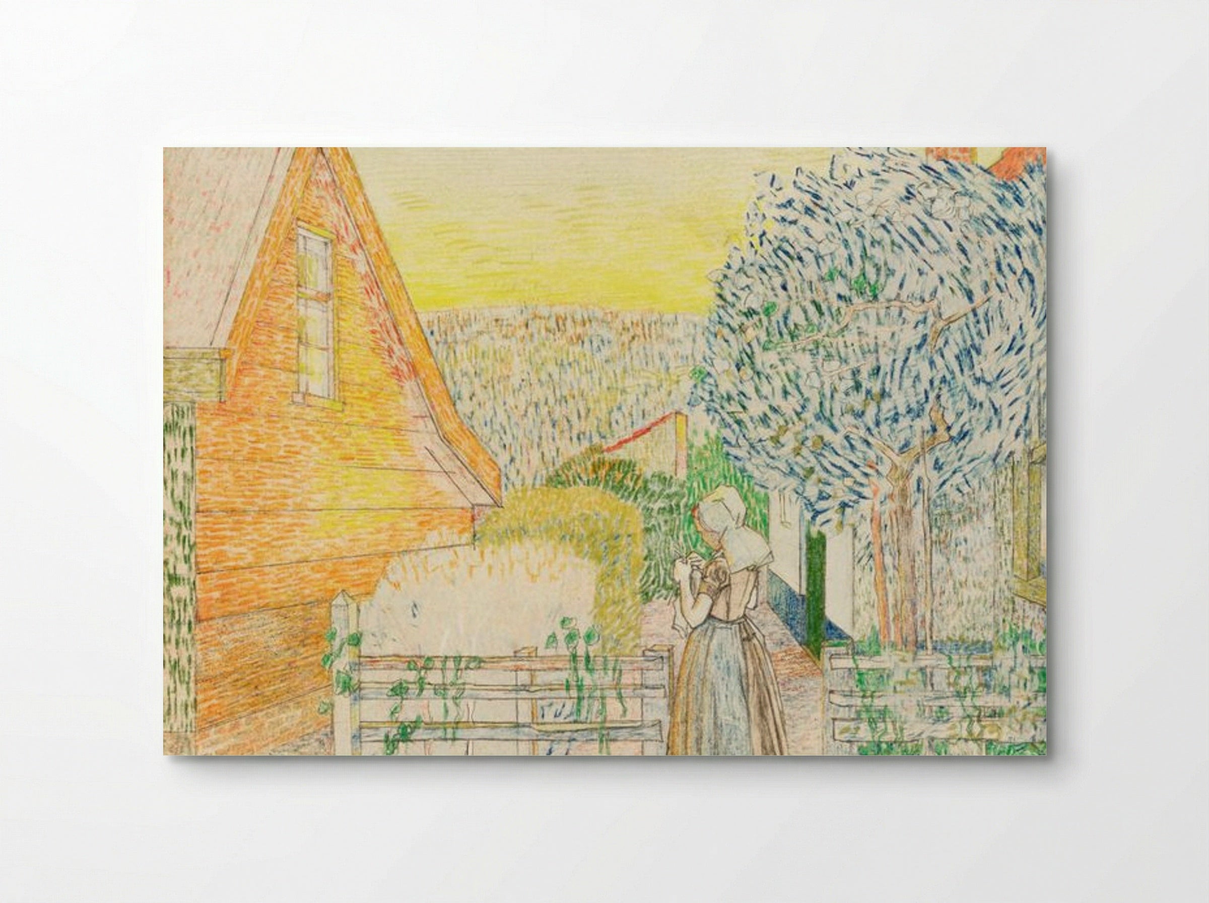 Zeeland Girl Knitting in a Courtyard - Jan Toorop - Poster