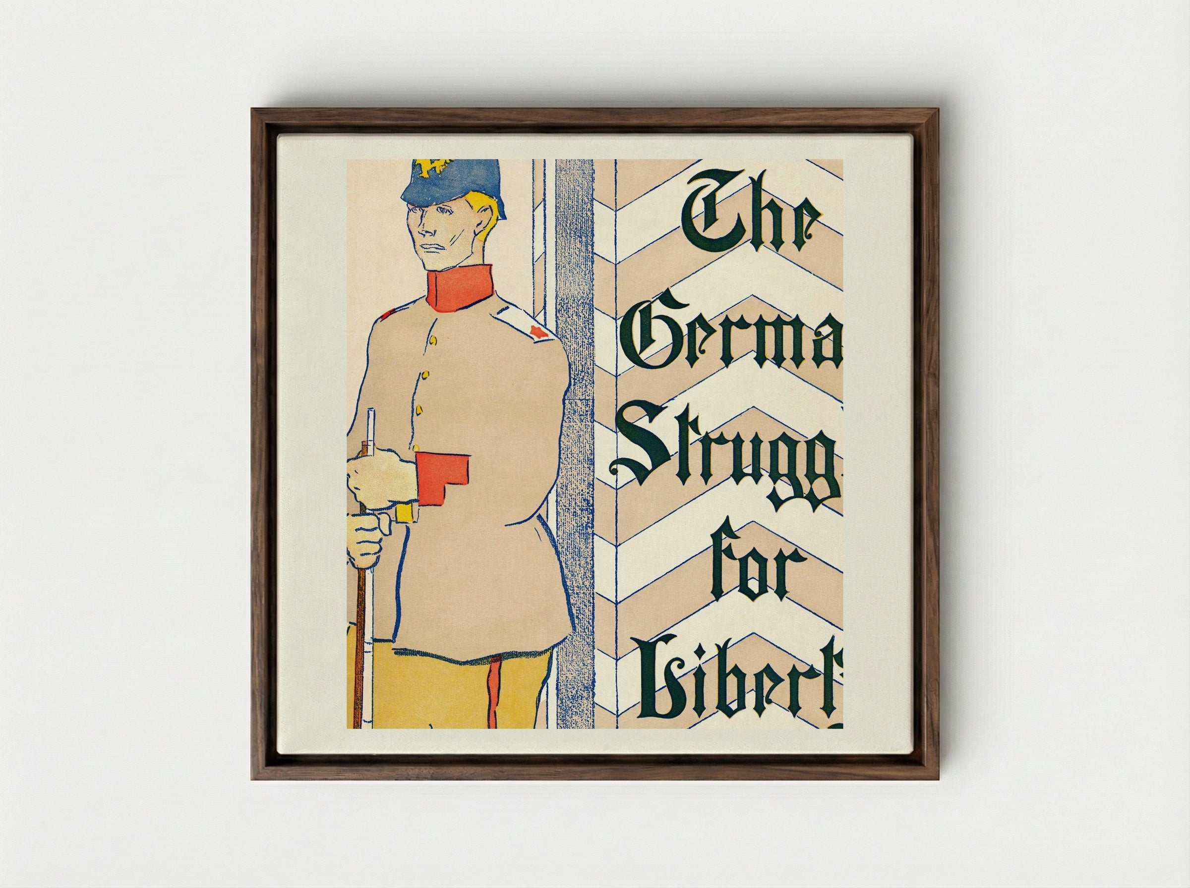The German Struggle for Liberty - Edward Penfield - Framed Canvas Dark Wood