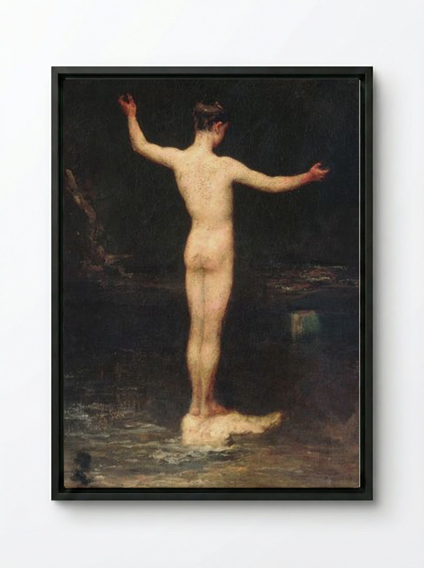 The Bathers - William Morris Hunt - Framed Canvas Black