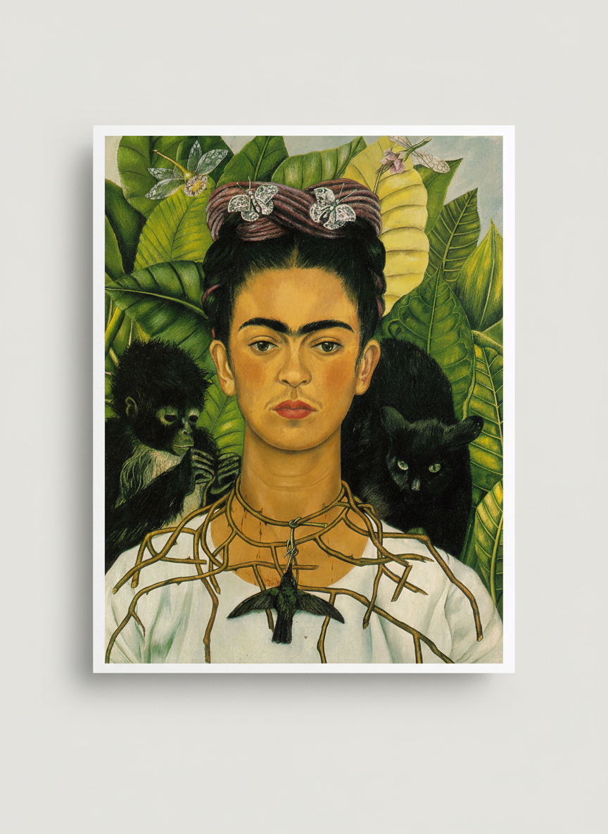 Self-Portrait with Thorn Necklace and Hummingbird - Frida Kahlo - Poster
