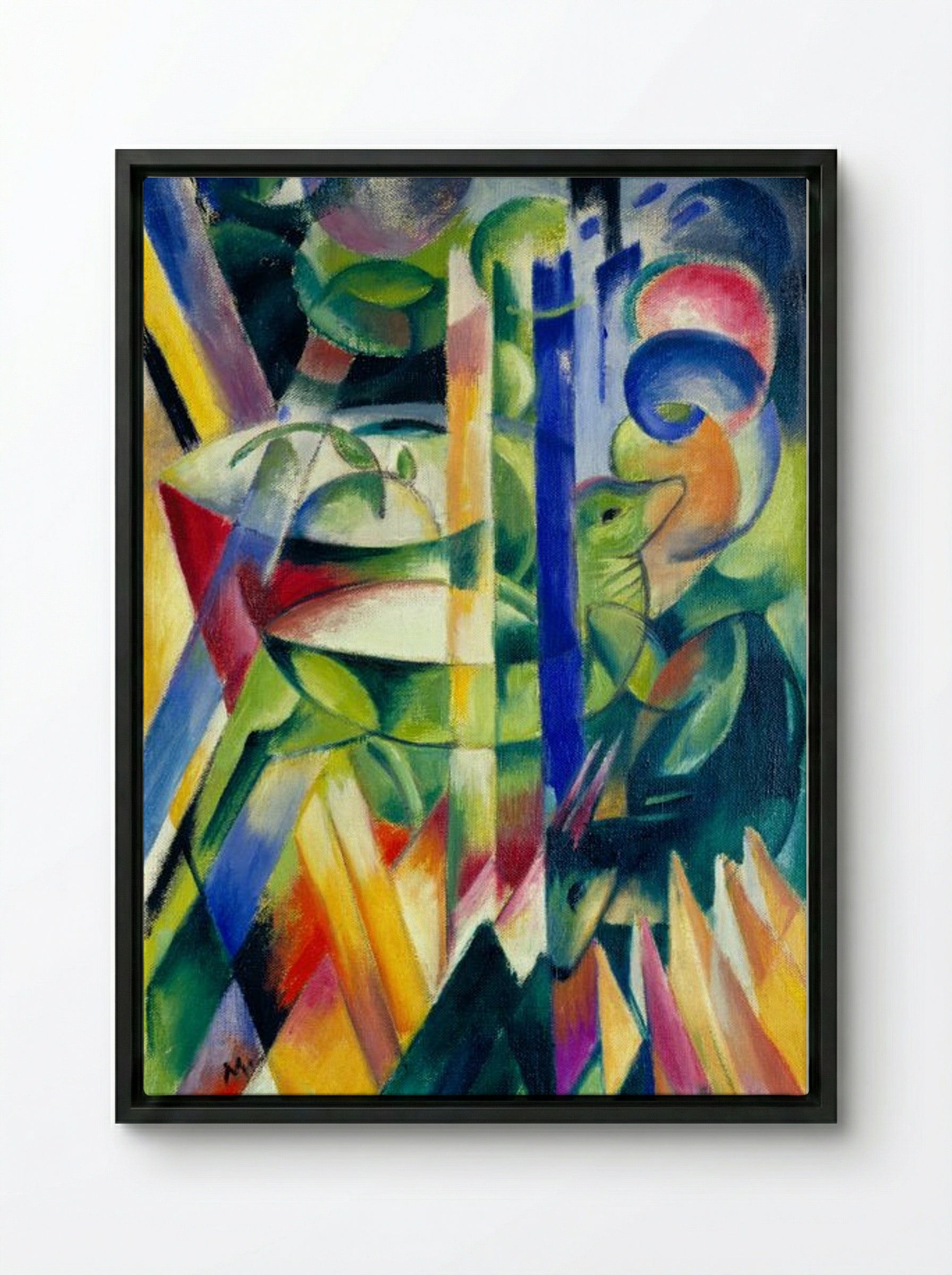 The Little Mountain Goats - Franz Marc - Framed Canvas Black