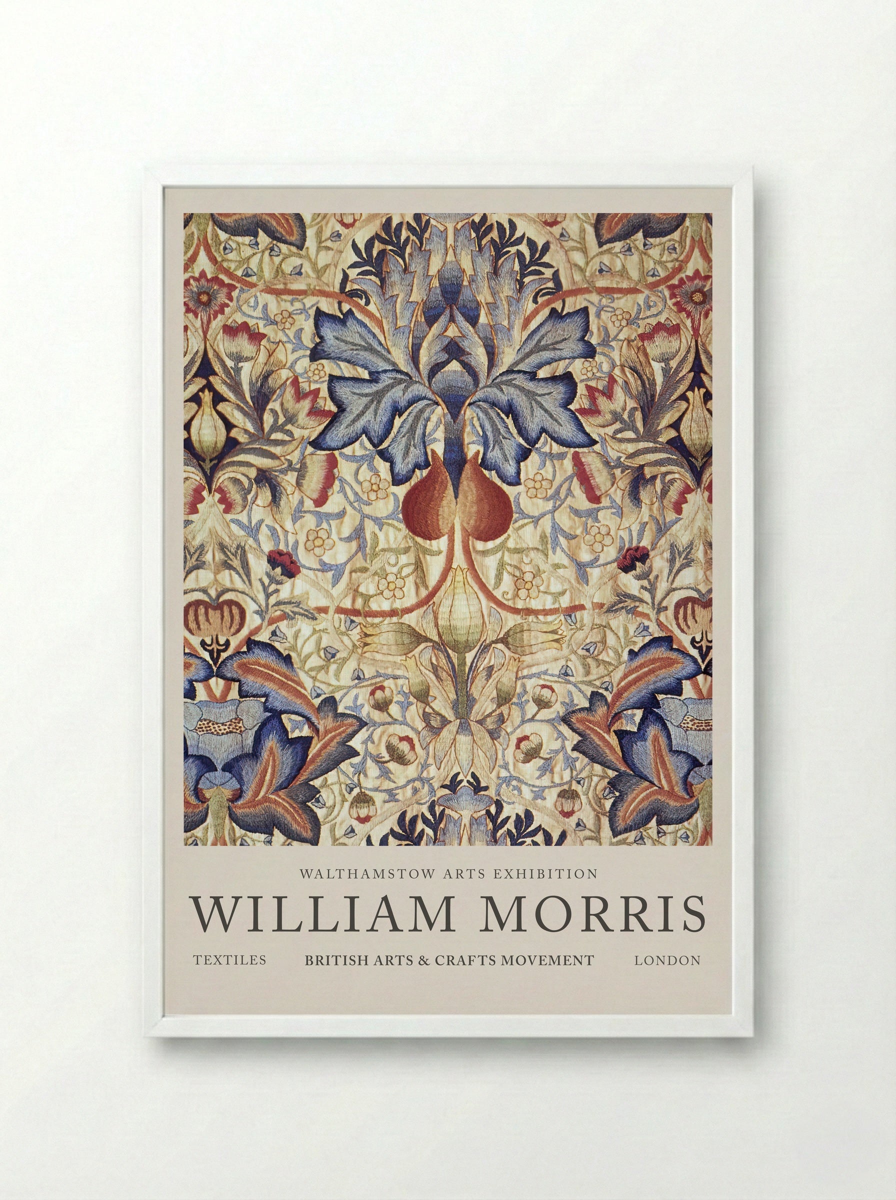 Acanthus Embroidered Panel - William Morris - Framed Print White