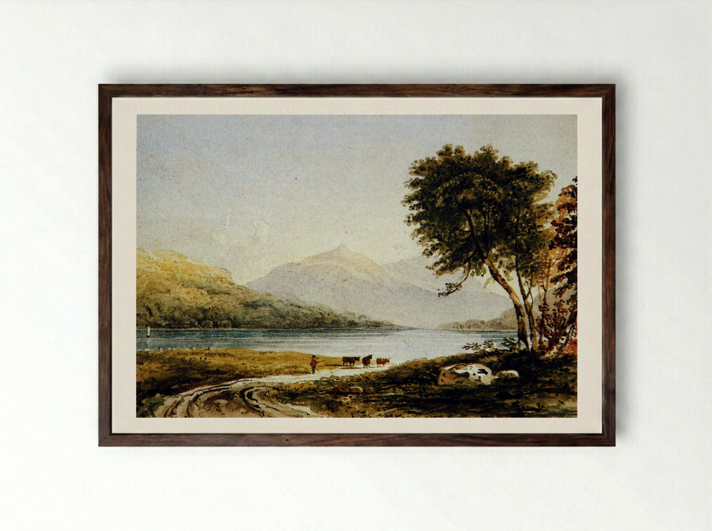Loch Achray, Scotland - Anthony Vandyke Copley Fielding - Framed Print Dark Wood