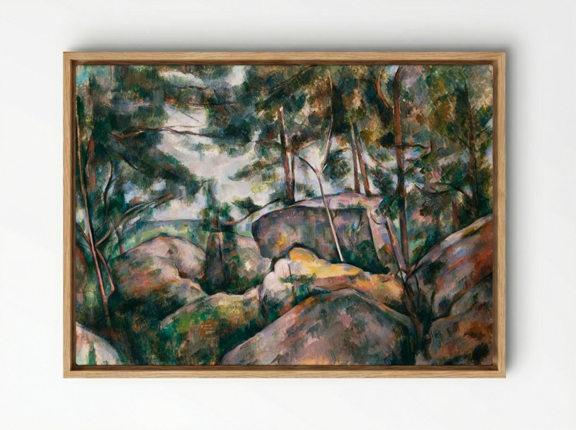 Rocks in the Forest - Paul Cézanne - Framed Canvas Wood
