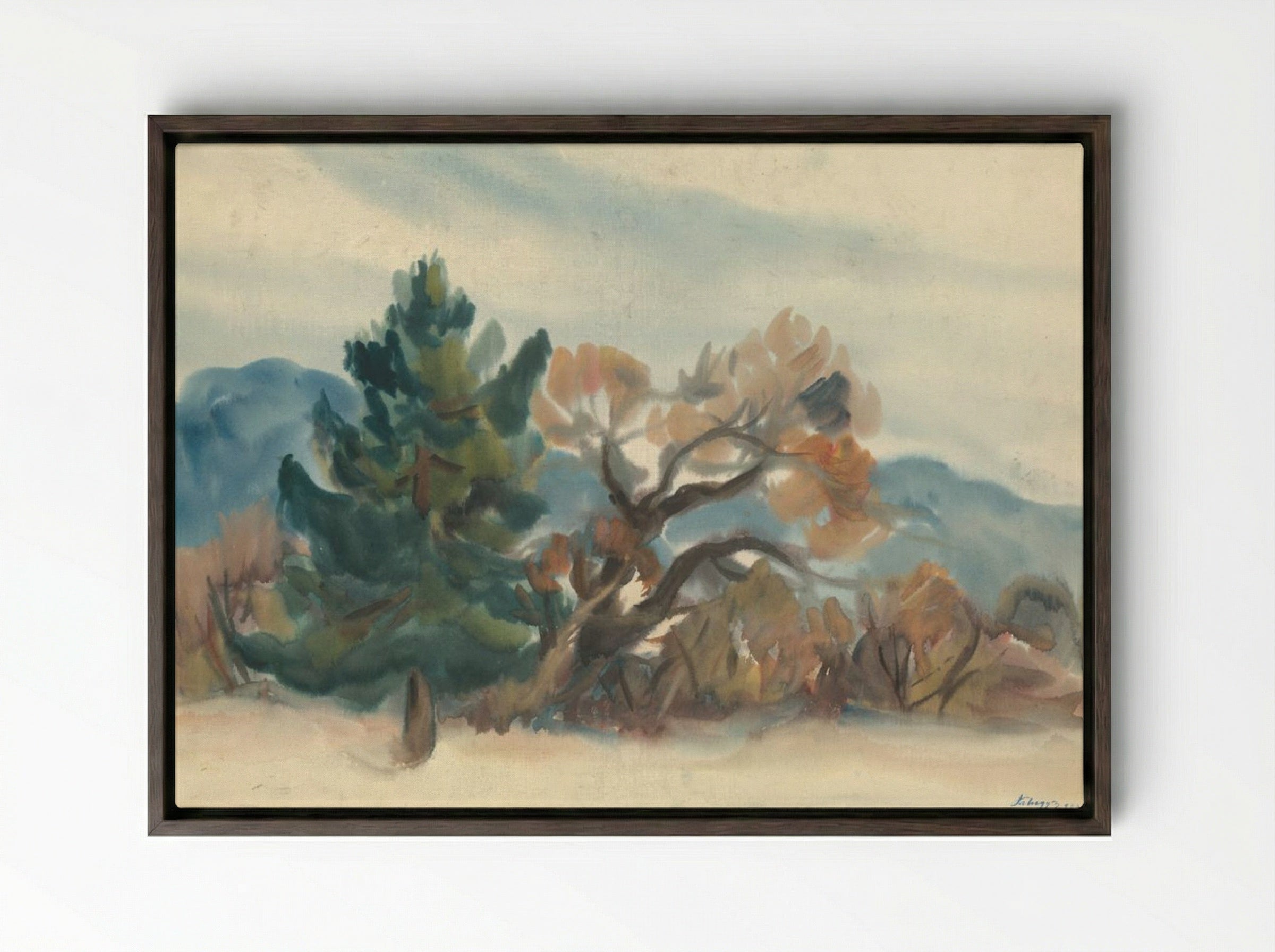 Edge of the Forest in Autumn - Zolo Palugyay - Framed Canvas Dark Wood
