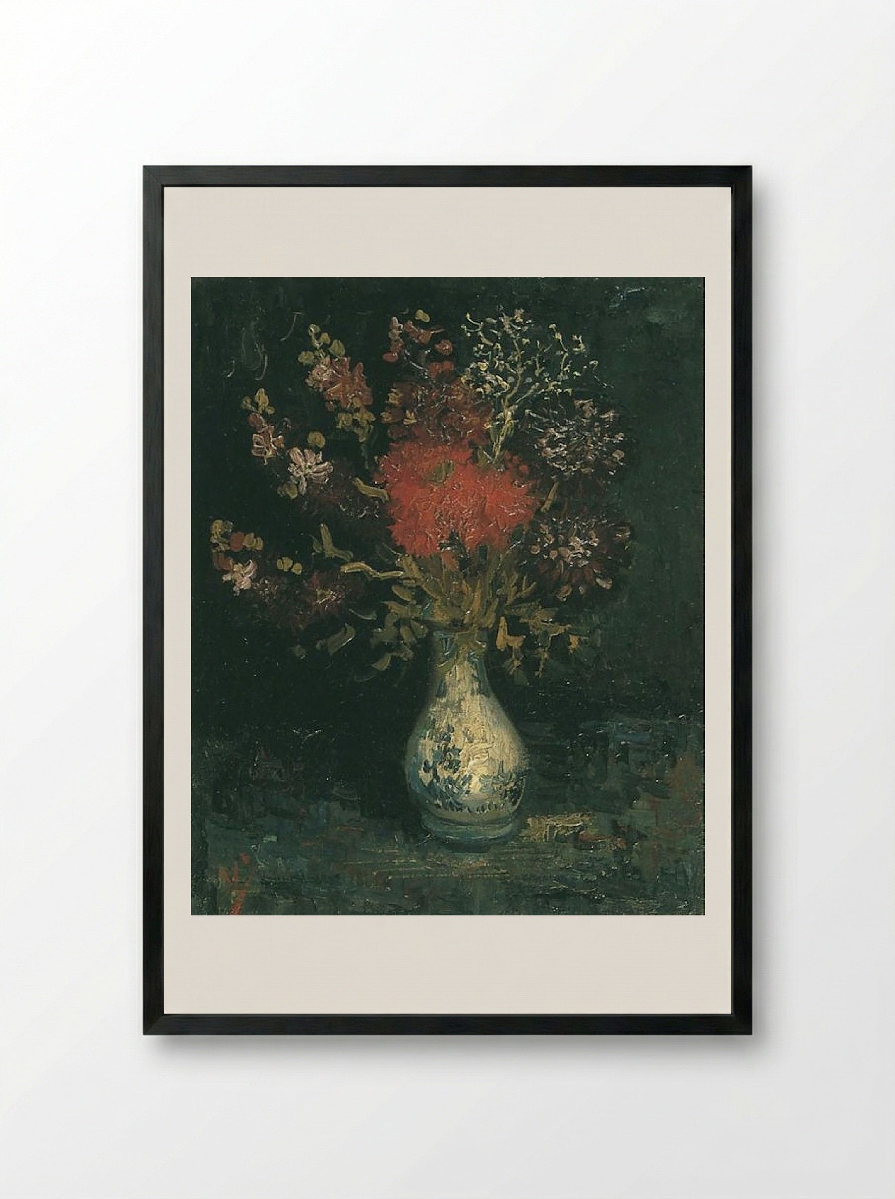Vase with Flowers - Vincent van Gogh - Framed Print Black