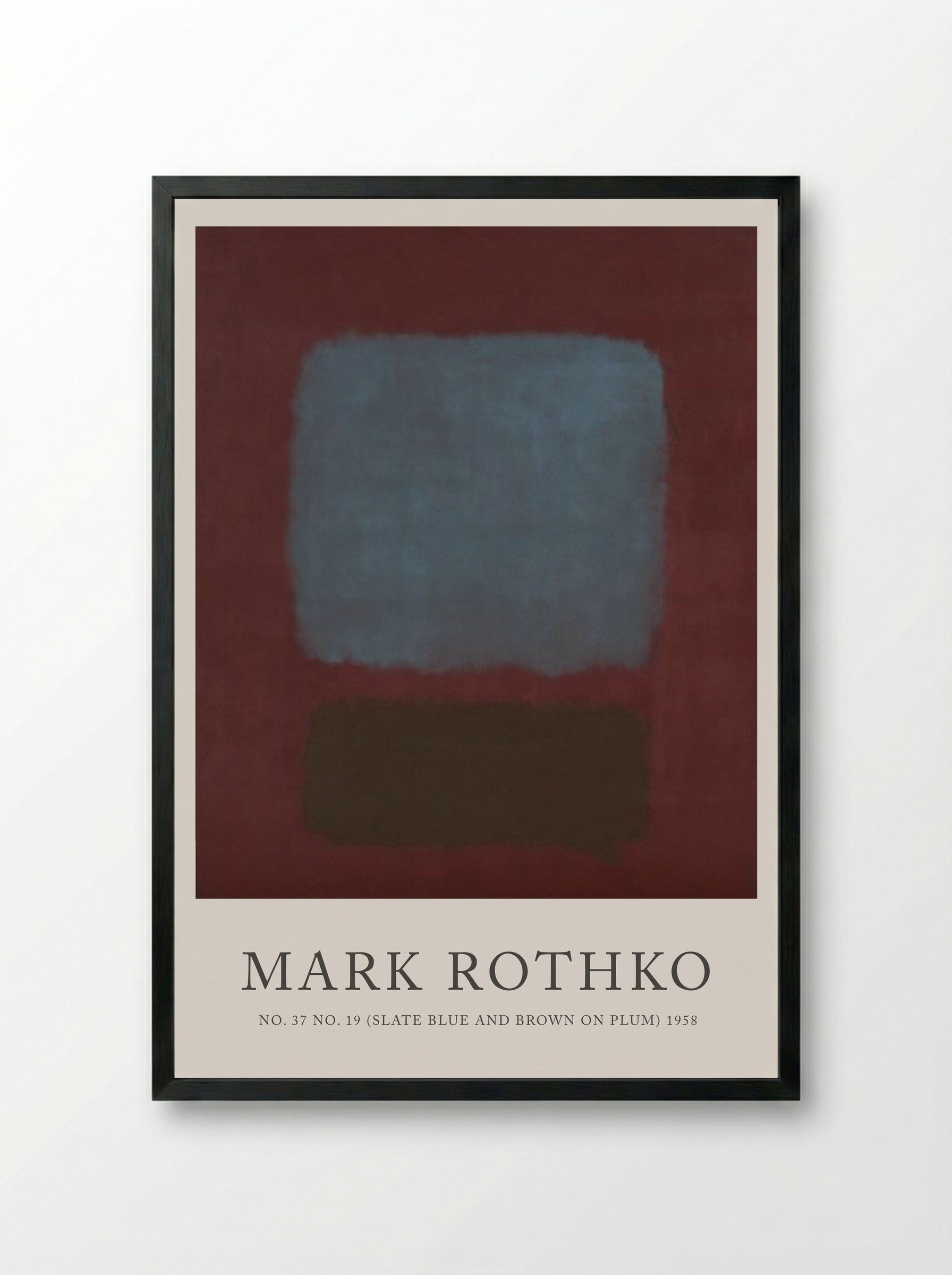 No. 37 No. 19 (Slate Blue and Brown on Plum) - Mark Rothko - Framed Print Black