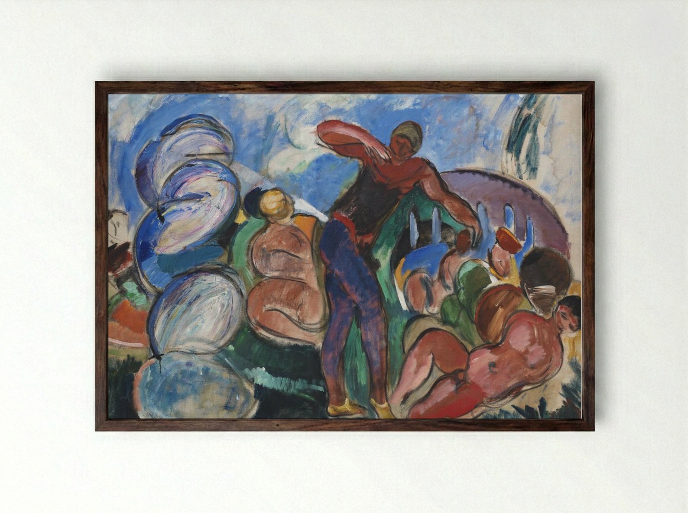 Composition with Figures - Jens Adolf Jerichau - Framed Print Dark Wood