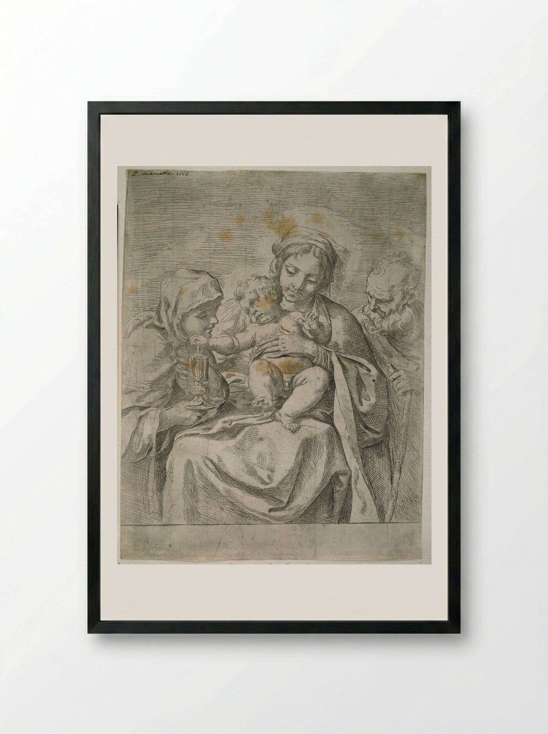 Holy Family with Saint Clare - Guido Reni - Framed Print Black